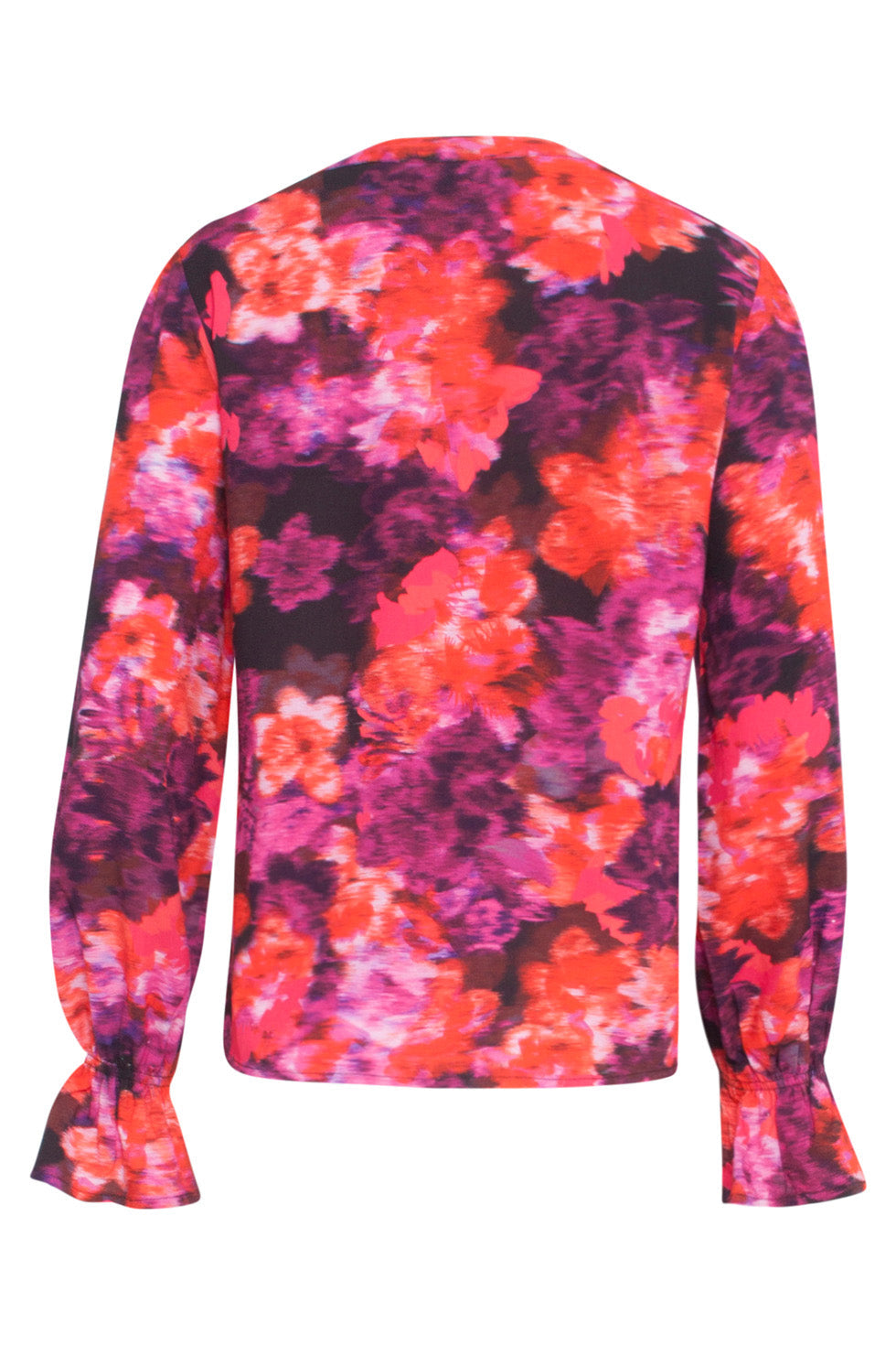 24651 Top Met Paarse Bloemenprint | Blackwhite
