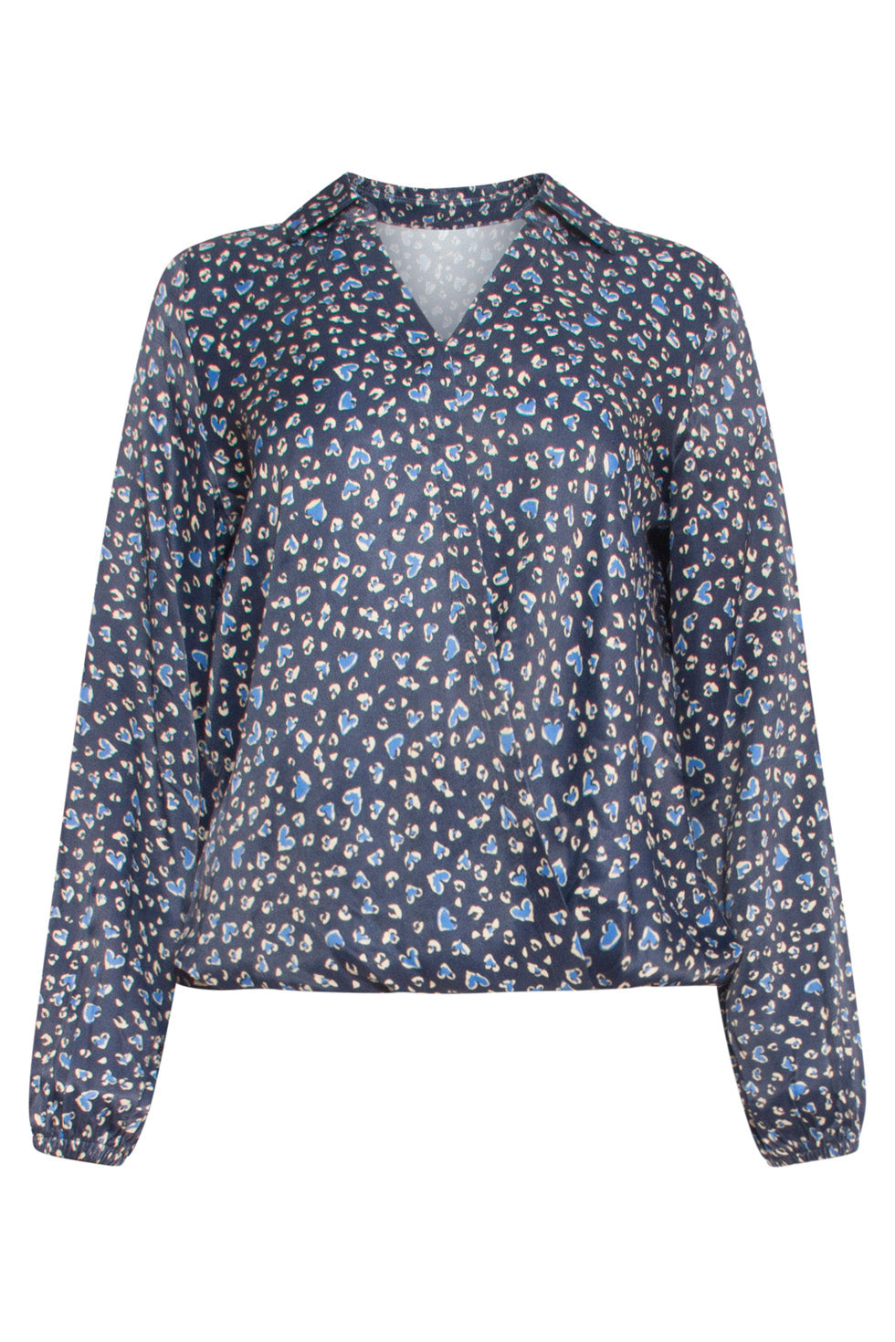 24656 Blouse Met Hartvormige Dierenprinttinten | Navy - Muticolour