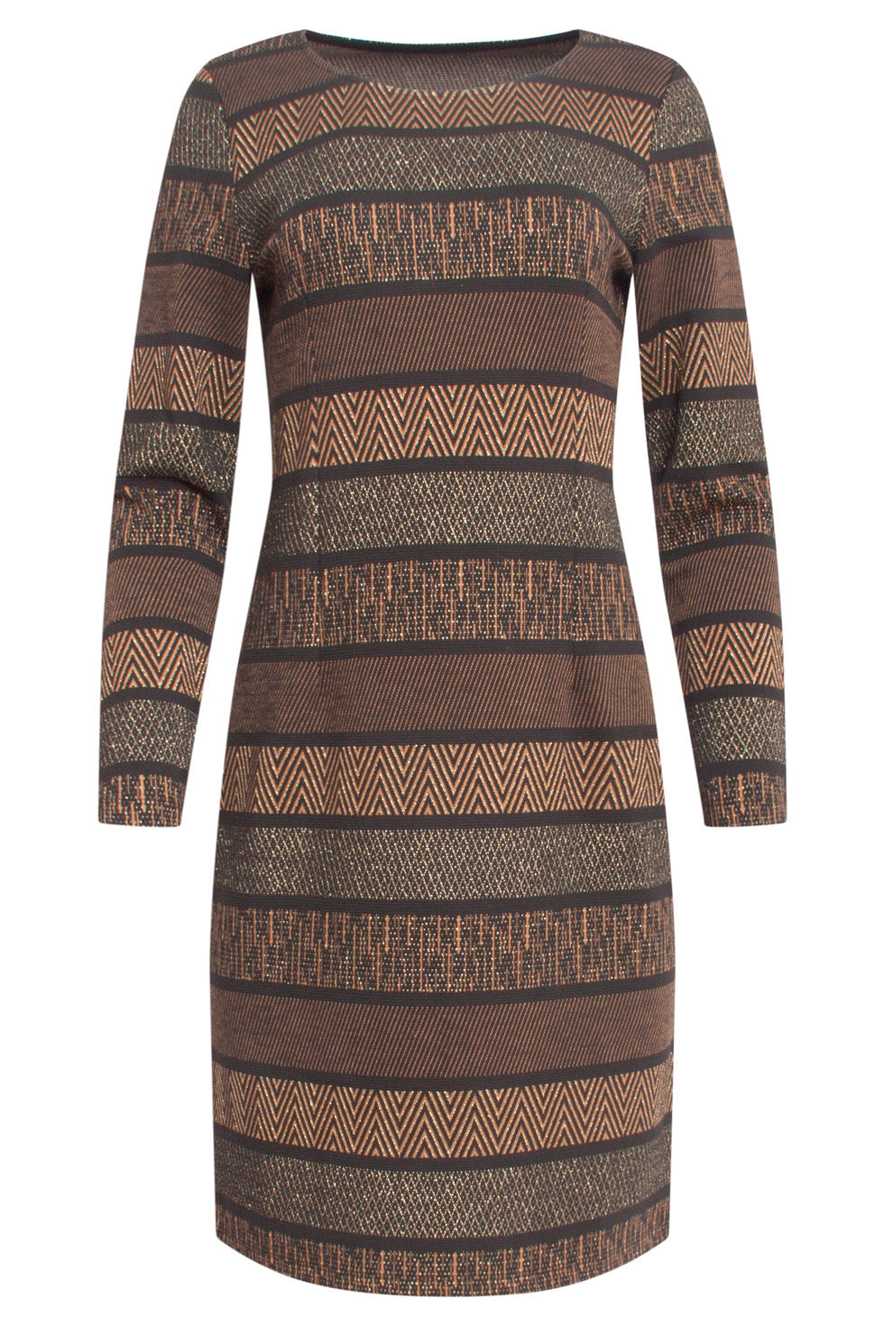 24663 Getextureerd Jurk Met Lurex | Black-Gold