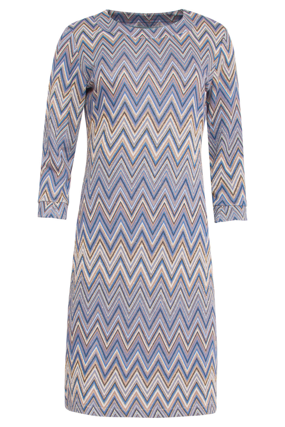 24675 Zigzag Jurk | Blue-Multicolour