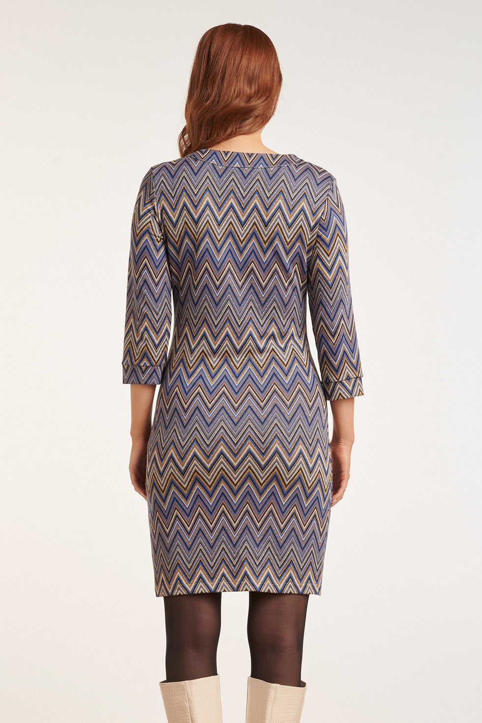 24675 Zigzag Jurk | Blue-Multicolour
