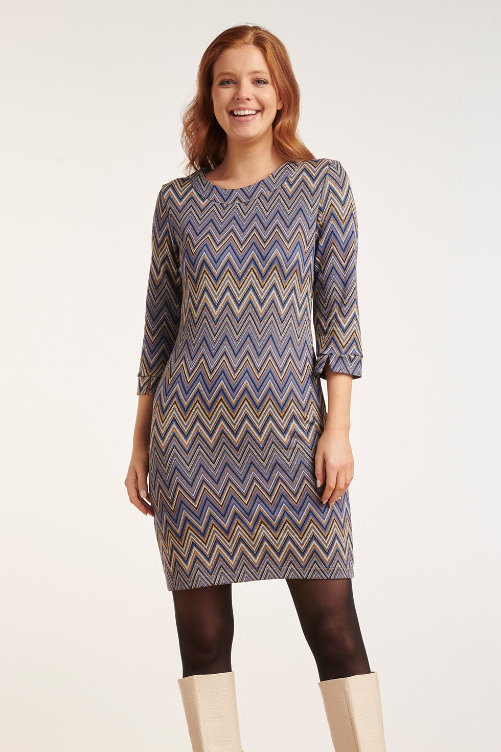 24675 Zigzag Jurk | Blue-Multicolour