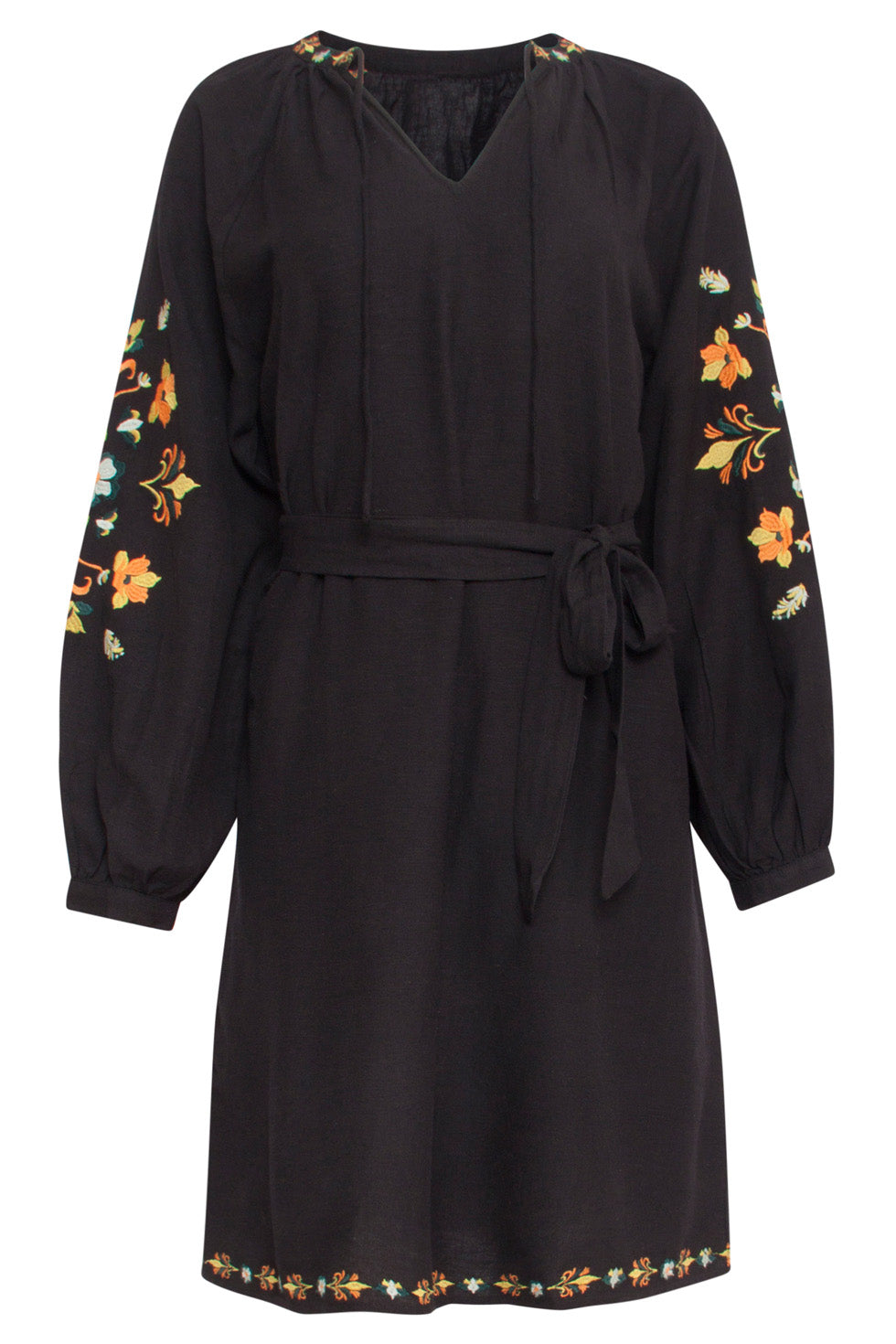 24694 E Jurk Met Bloemenborduursels | Blackwhite