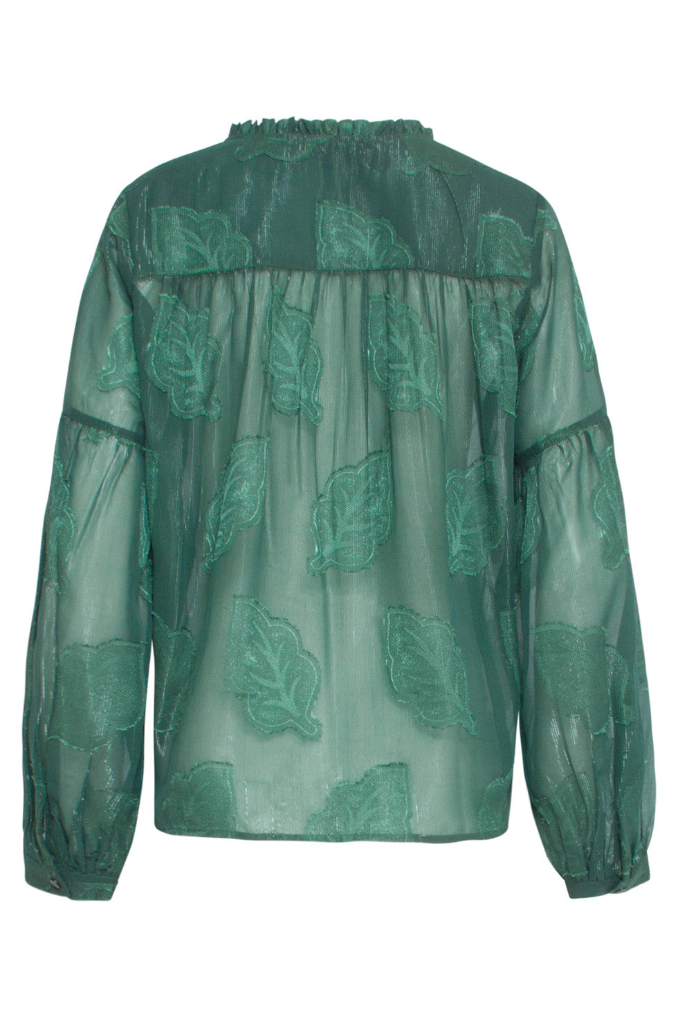 24698 Chiffon Jacquard V-Hals Top Met Bladmotief | Bottle