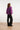 24698 Paarse Chiffon Jacquard V-Hals Top Met Bladmotief | Purple