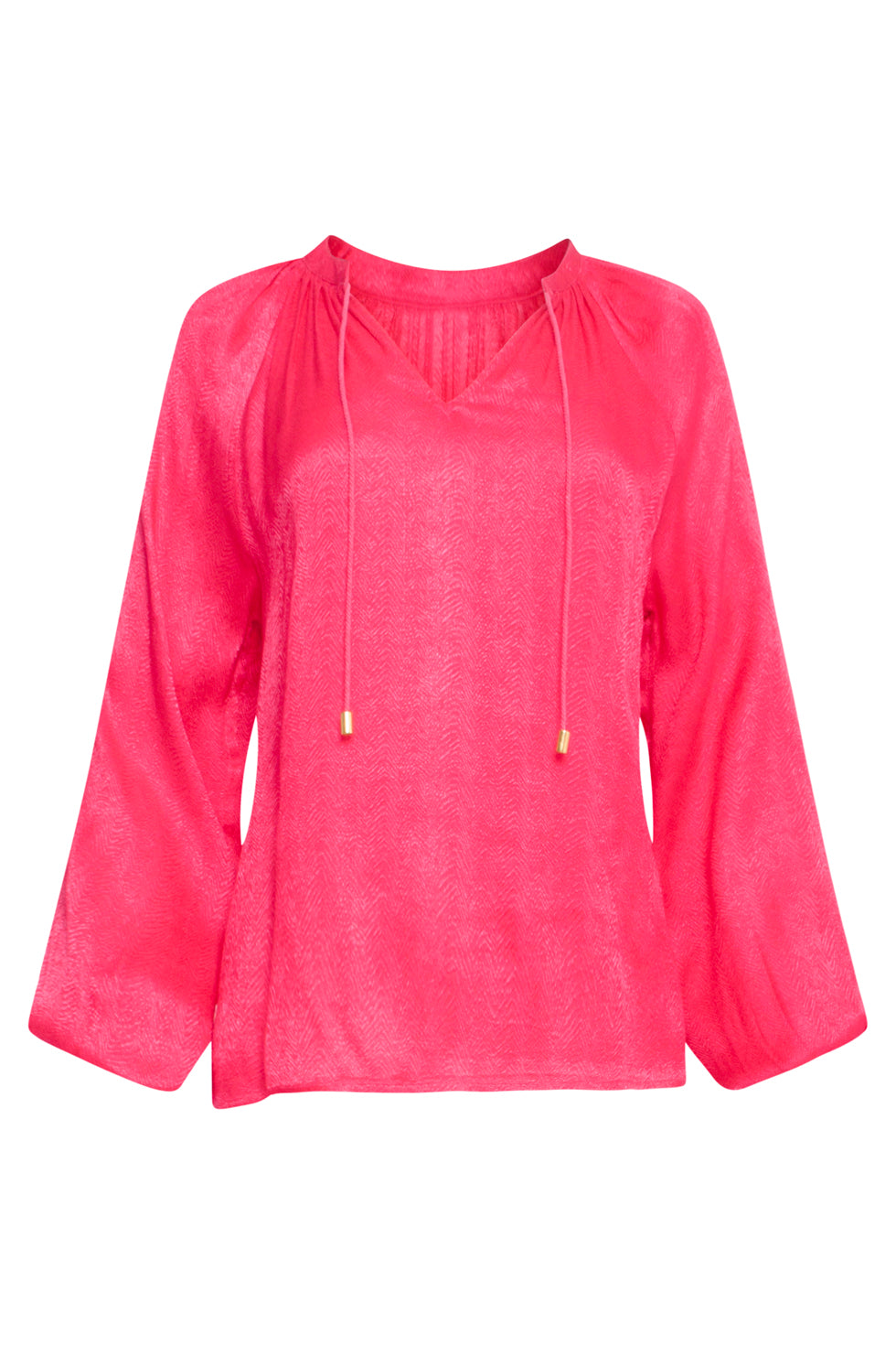 24700 Fuchsia Jacquard V-Hals Top Met Zebra Motief | Pink