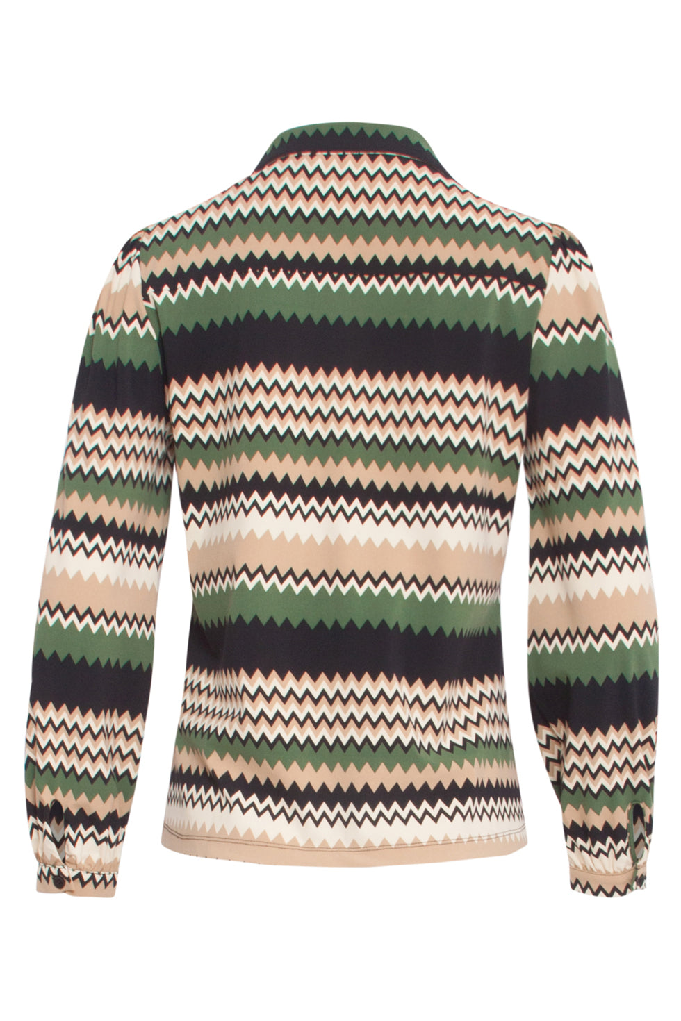 24718 Zigzag Geprinte Blousetravel Kwaliteit | Sand-Multicolour