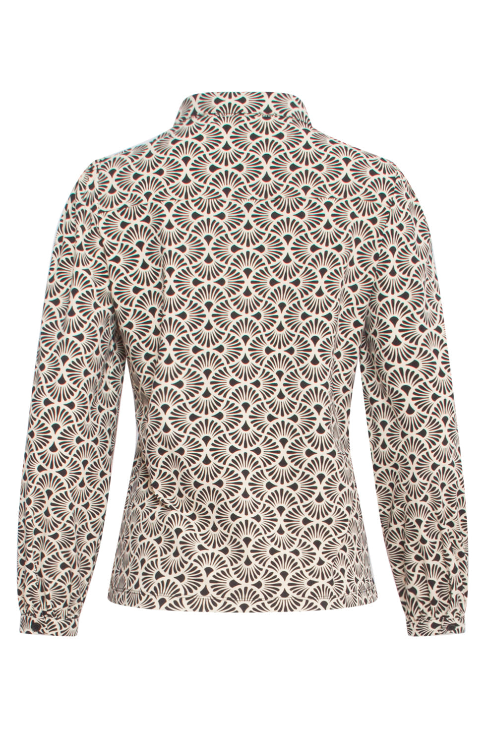 24719 Grafisch Bloemenprint Blousetravel Kwaliteit | Sand-Black