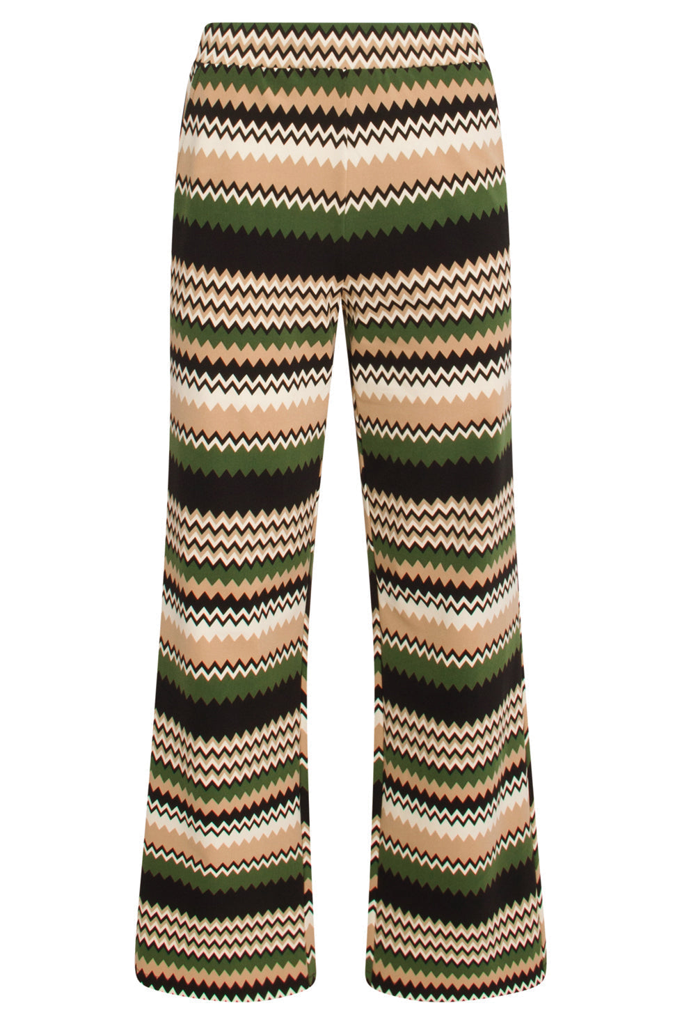 24728 Stijlvolle Zigzag Geprinte Travel Kwaliteit Broek | Sand-Multicolour