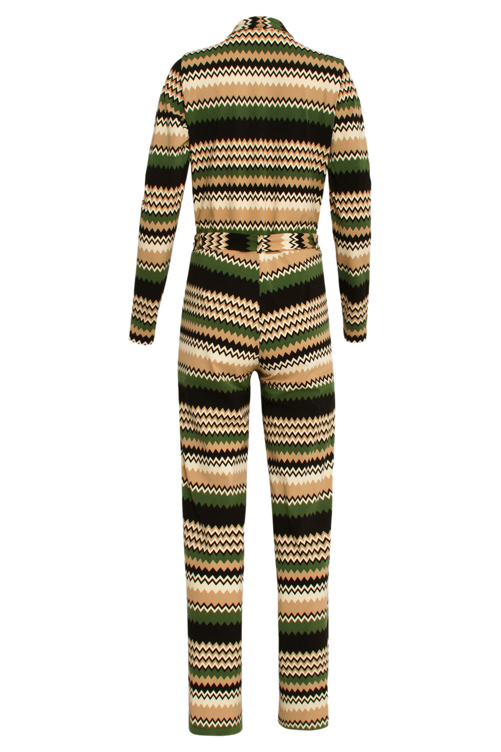 24731 Zigzag Print Travel Kwaliteit Jumpsuit | Sand - Muticolour