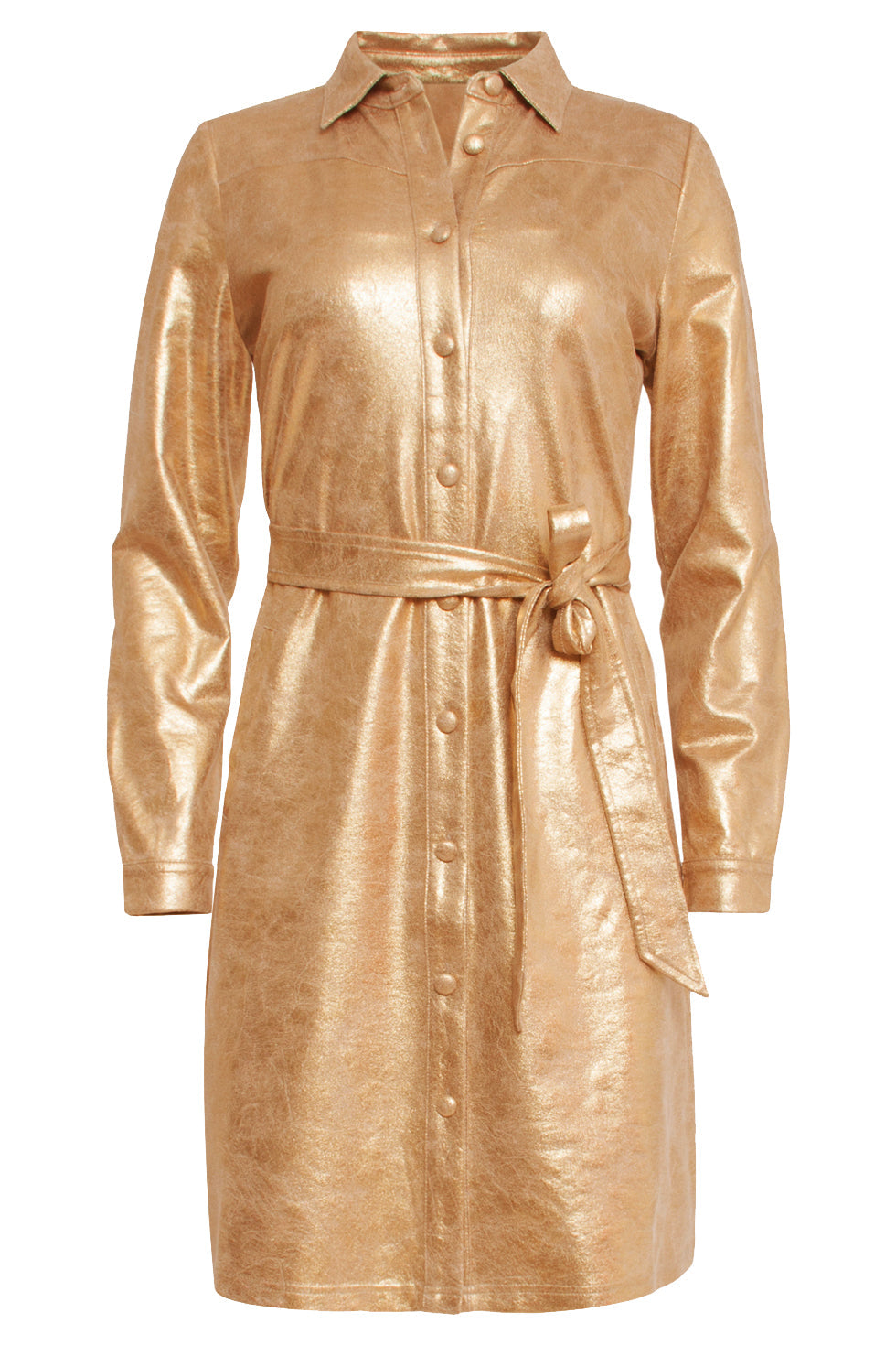 24733 Gecoate Suedine Jurk | Gold