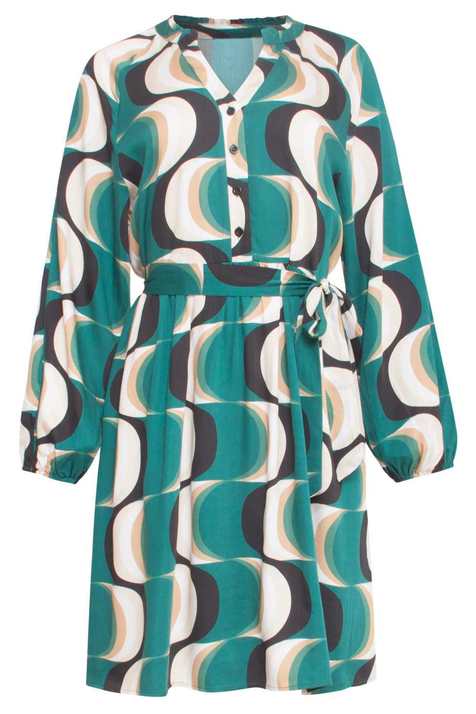 24757 Retro Graphic Jurk | Bottle - Muticolour