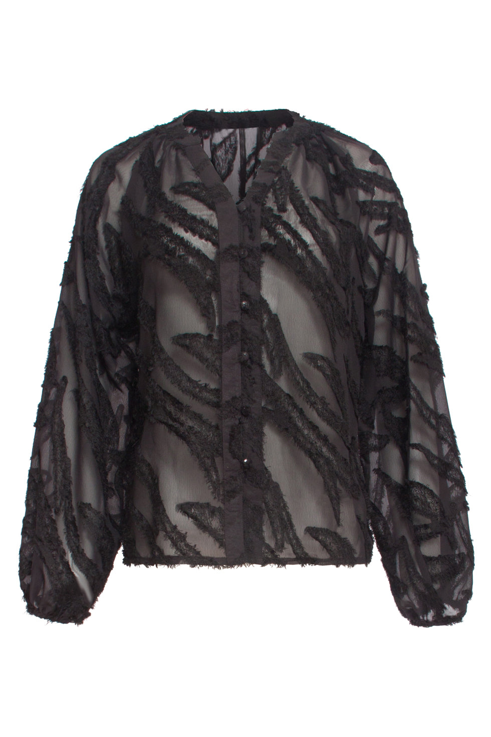 24764 e Chiffon Blouse Met Dierenprint | Black