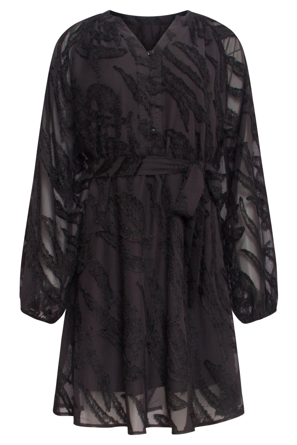 24765 e Chiffon Jurk Met Dierenprint | Black