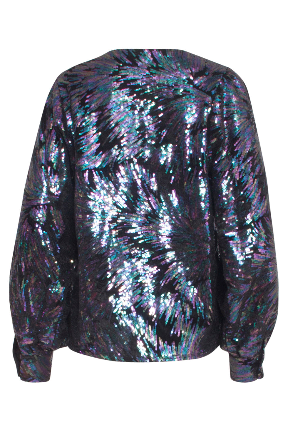 24774 Multicolour Pailletten Top Op e Velours | Black - Purple