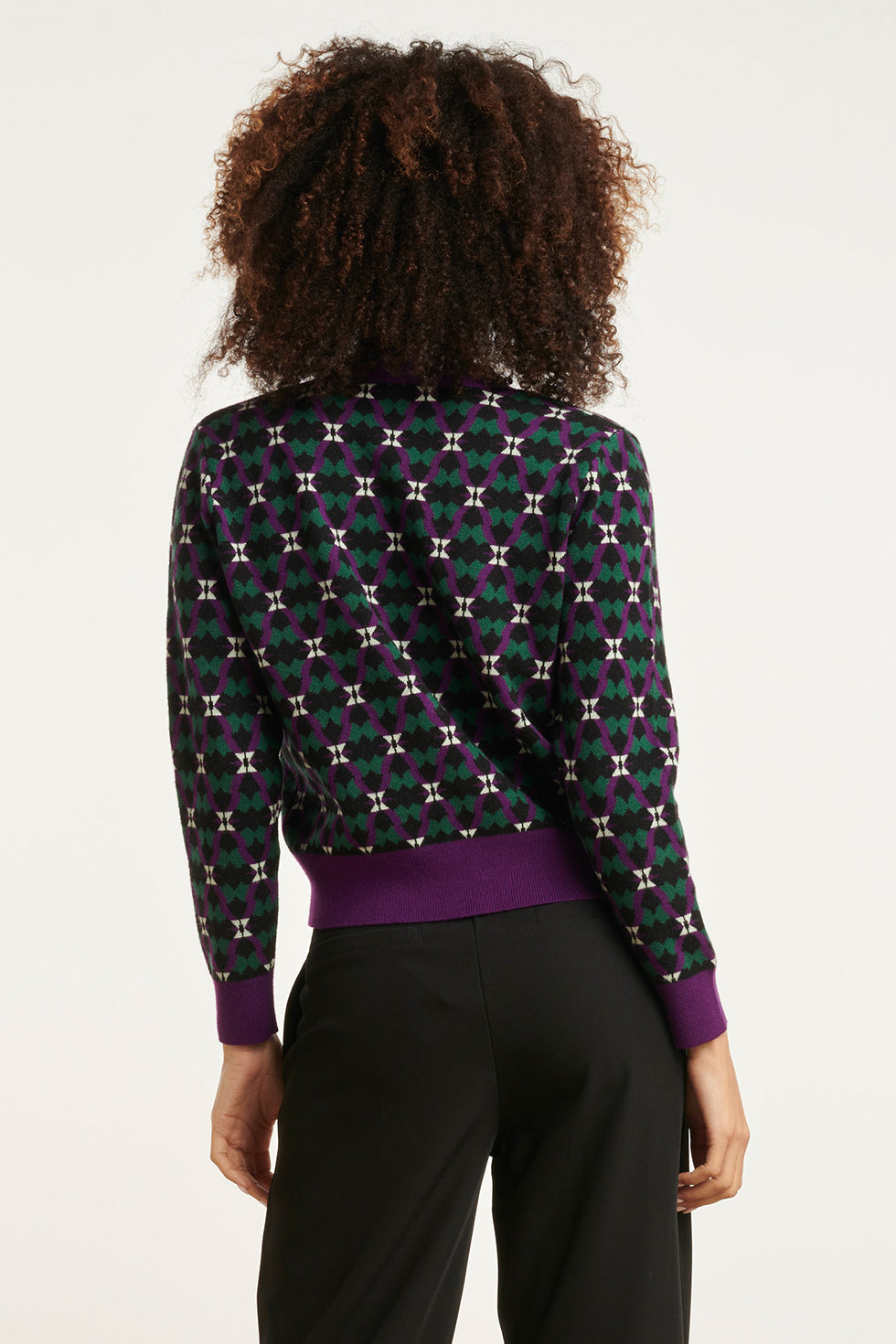 24781 Gebreide Cardigan Met Retro Print | Multicolour-Purple