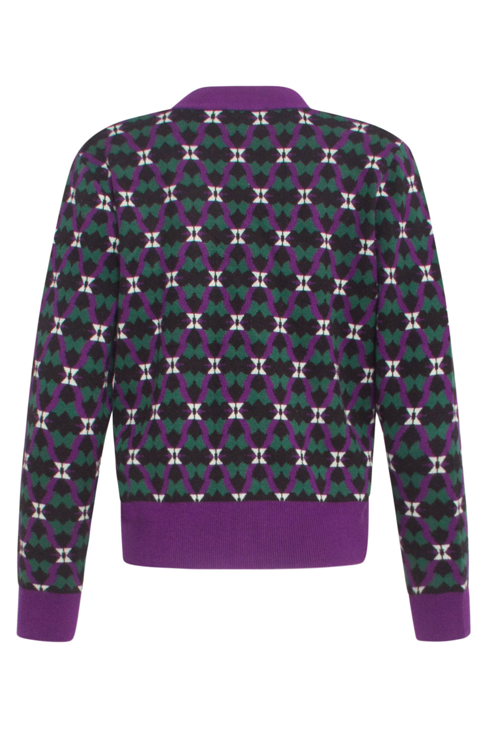24781 Gebreide Cardigan Met Retro Print | Multicolour-Purple