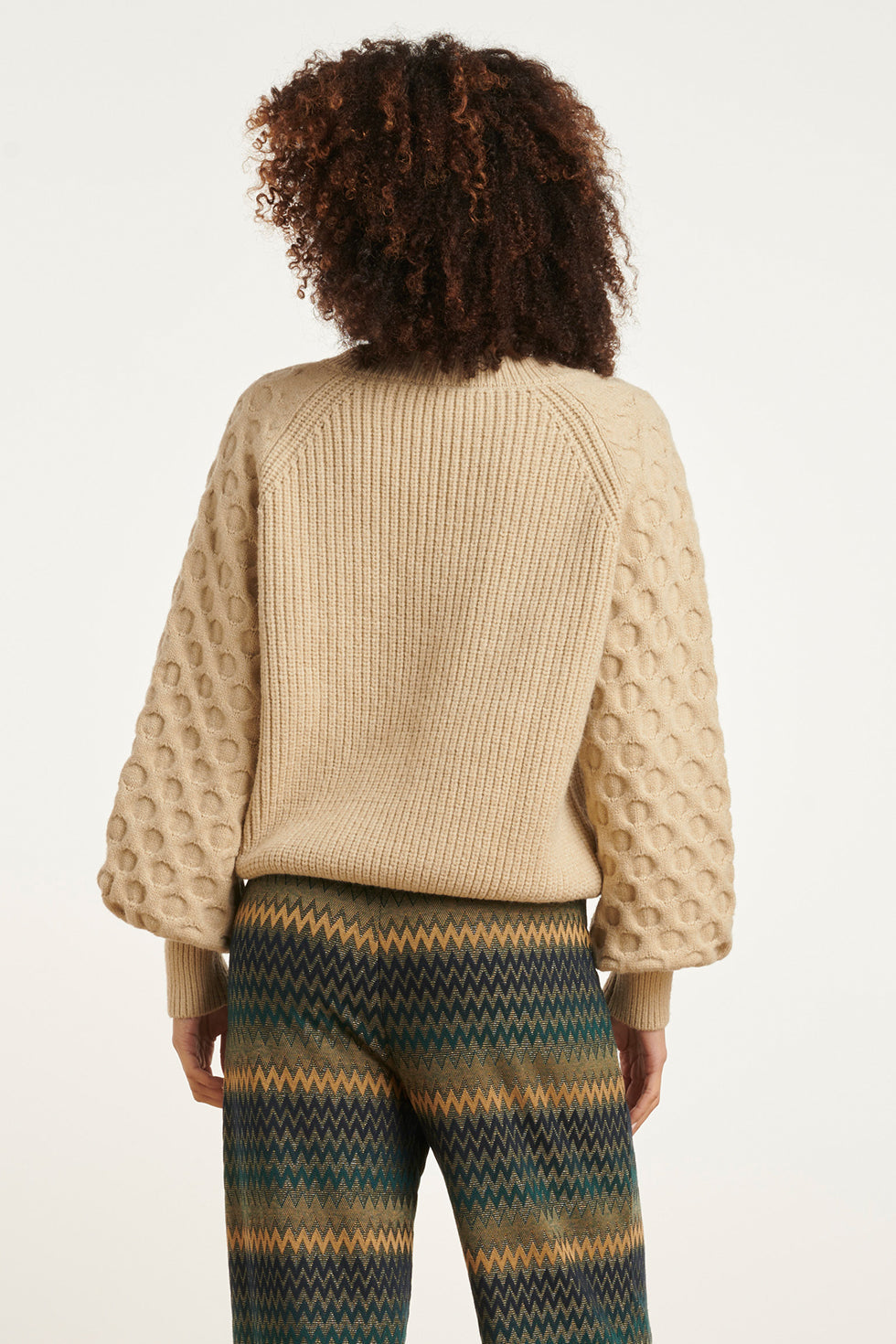 24784 Oversized Trui Met V-Hals | Sand
