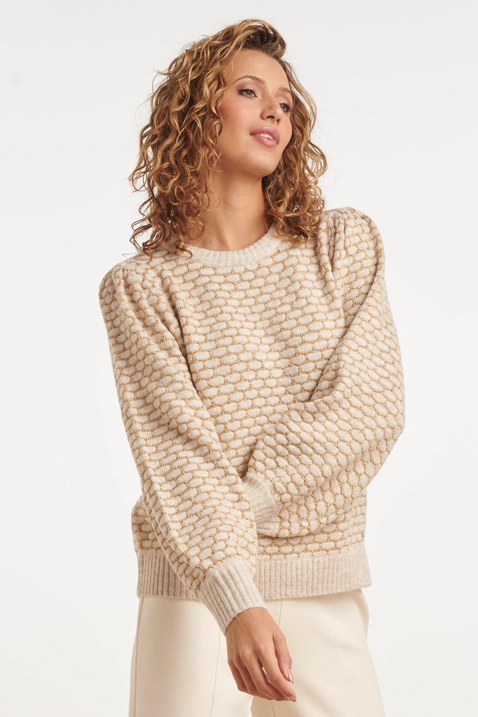 24785 Gebreid Trui | Sand-Gold