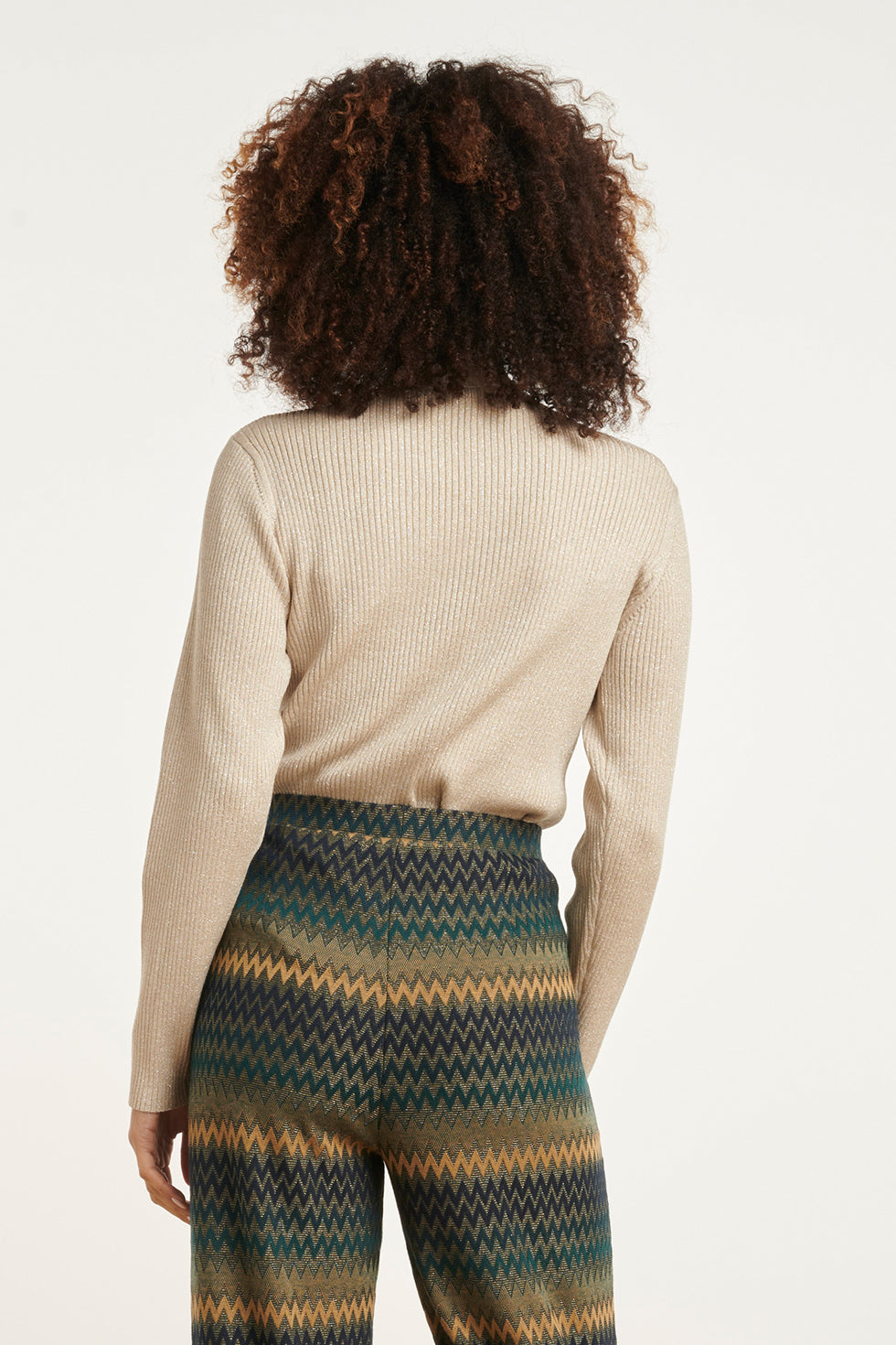24788 E Geribde Coltrui Met Lurex | Sand