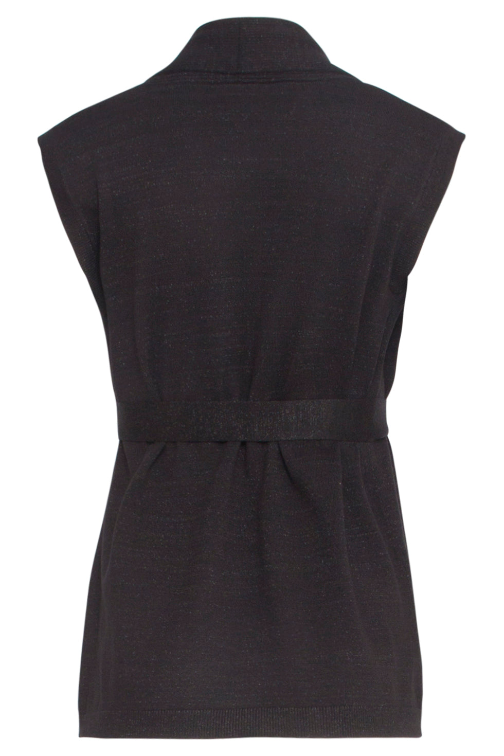 24789 e Geribde Mouwloze Cardigan Met Lurex | black