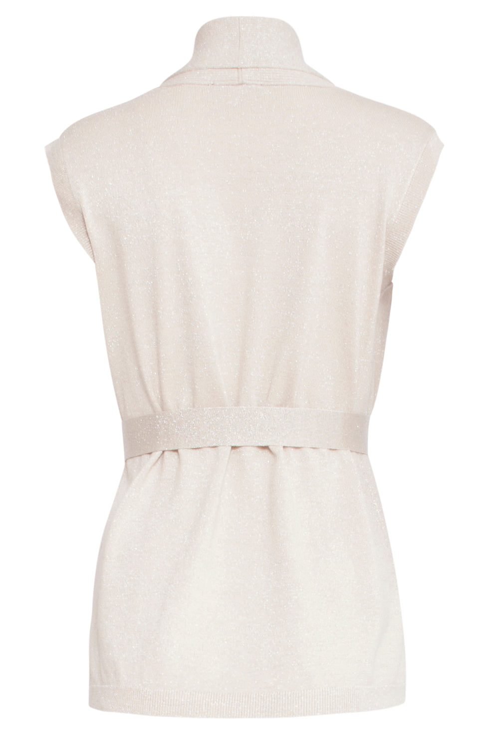 24789 Geribde Mouwloze Cardigan Met Lurex | Sand