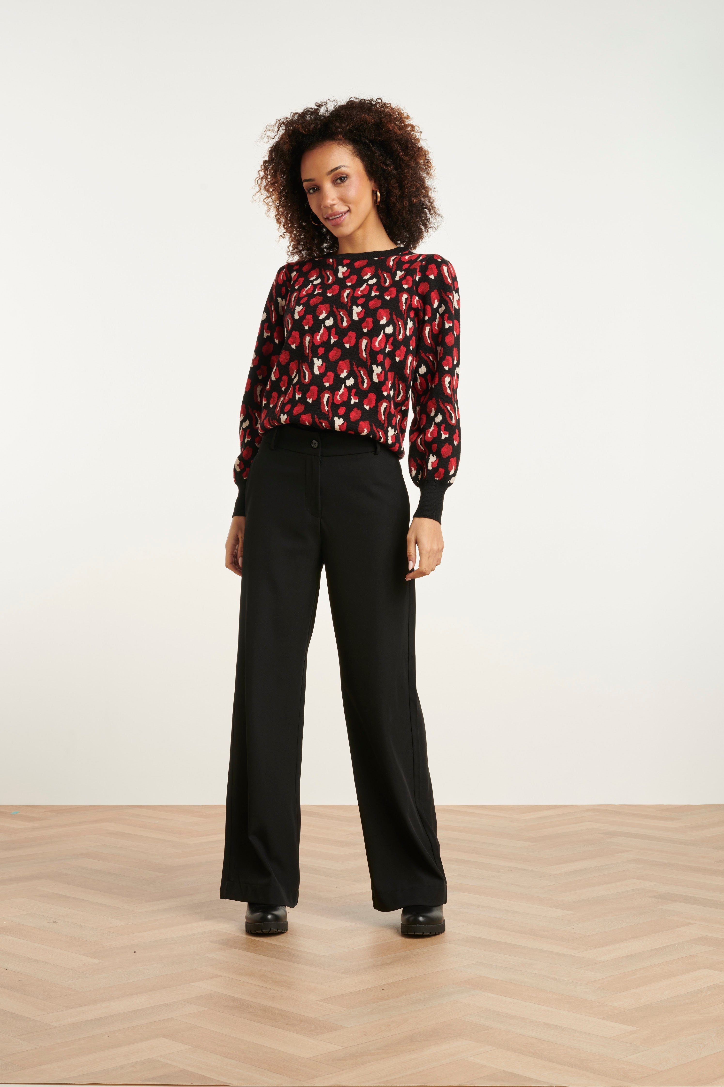 24791 - Dierenprint Trui | Black-Dark Red