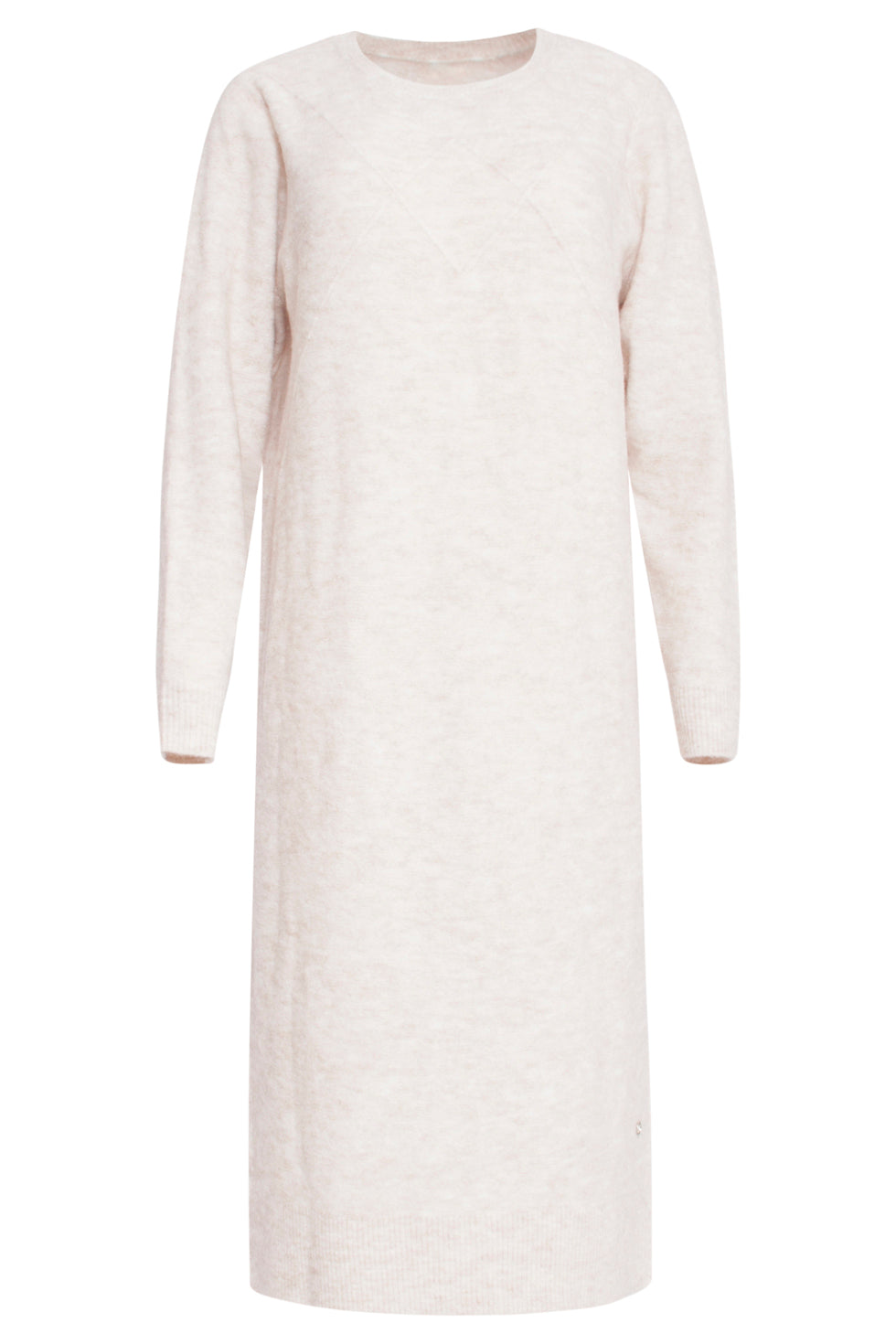 24796 Lange Gebreide Jurk Met Grafisch Detail | Off White