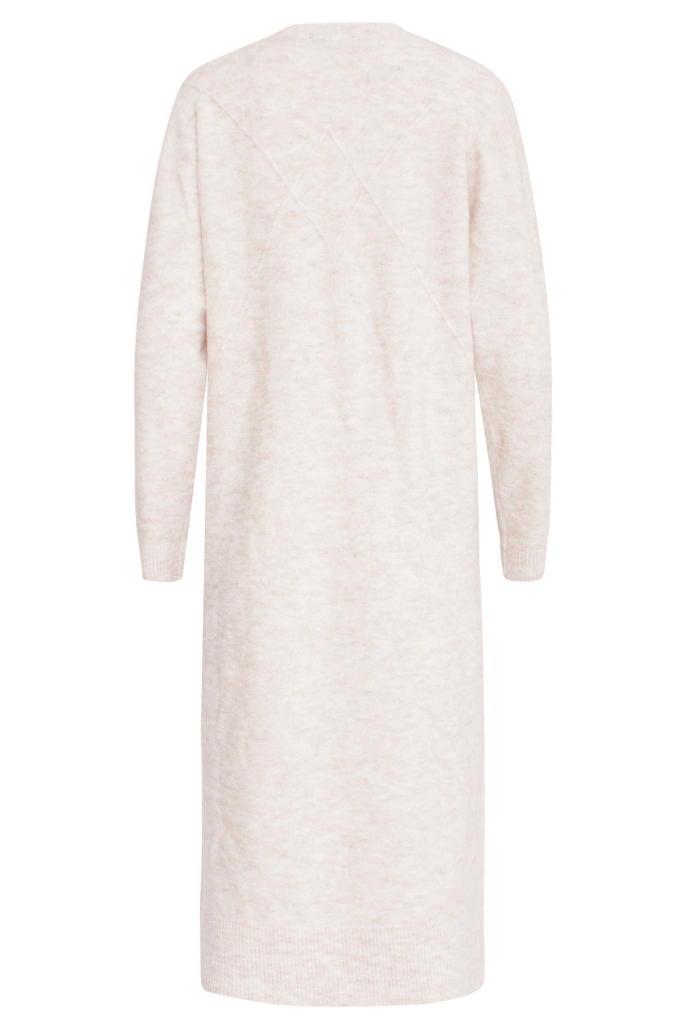 24796 Lange Gebreide Jurk Met Grafisch Detail | Off White