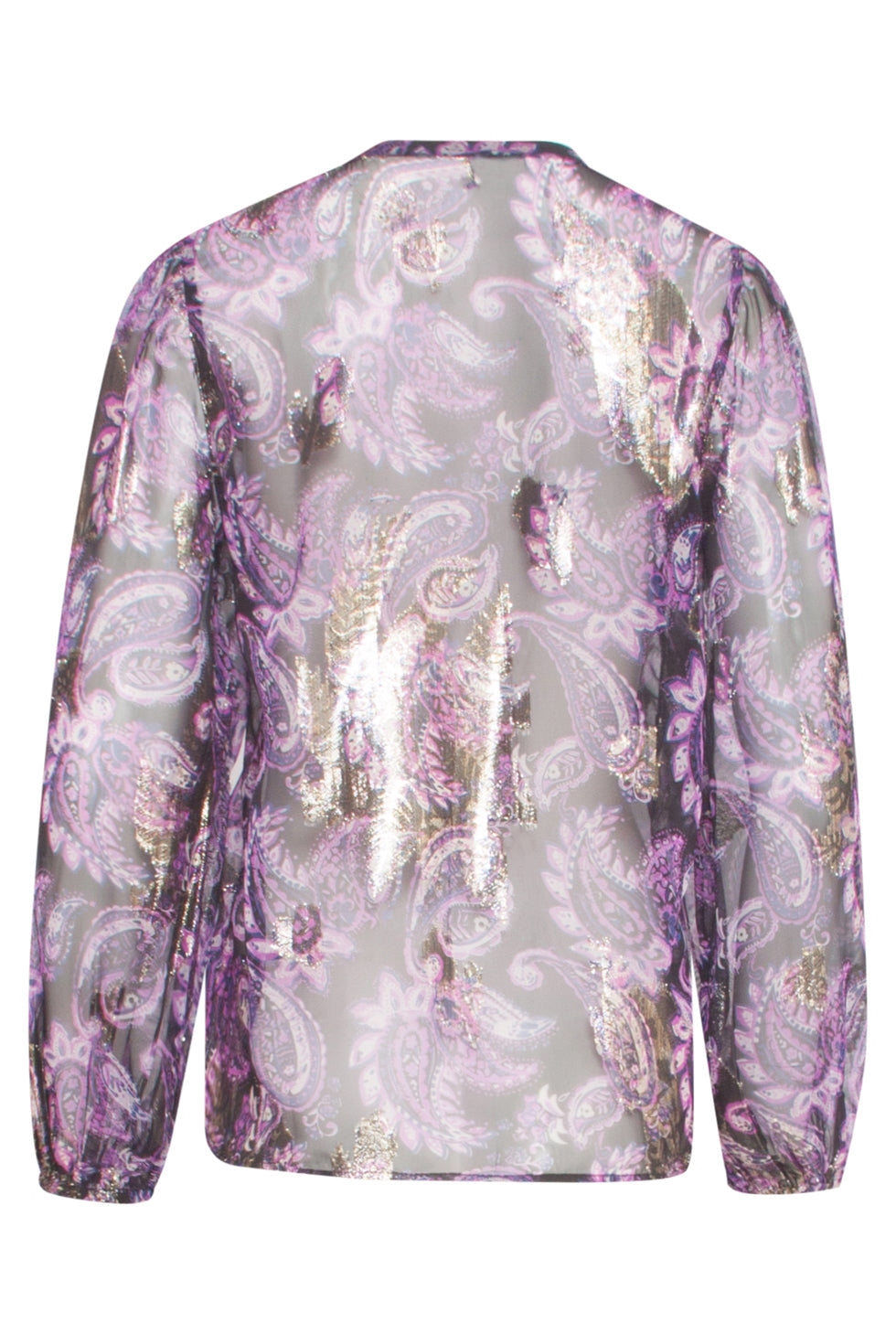 24801 Paarse Paisley Blouse Met En Jacquard | Black-Purple
