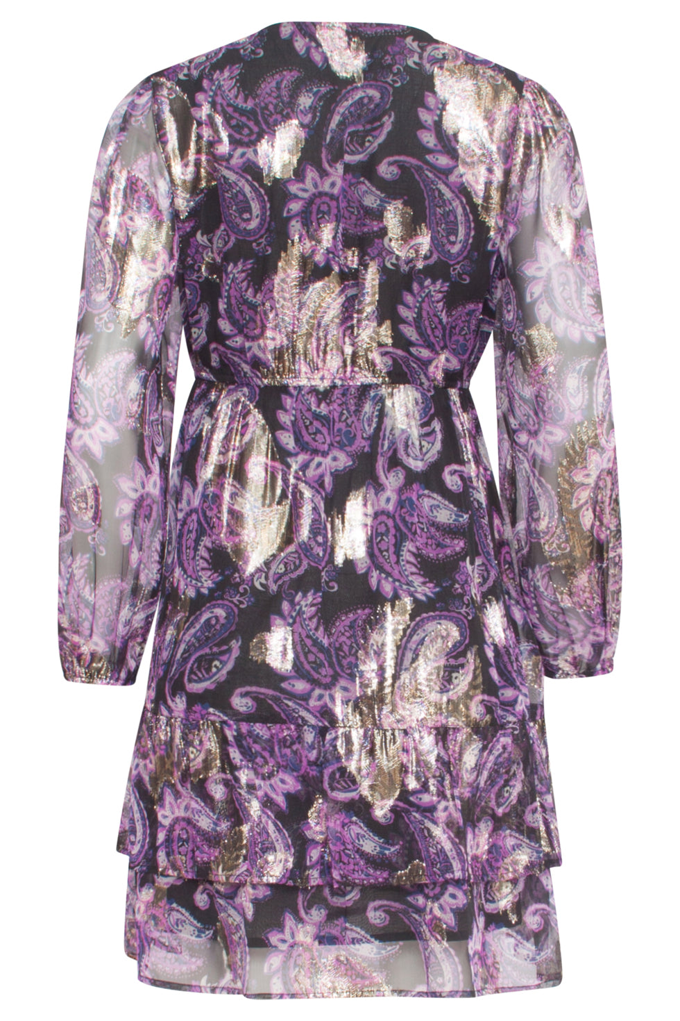 24802 Paarse Paisley Jurk Met En Jacquard | Black-Purple