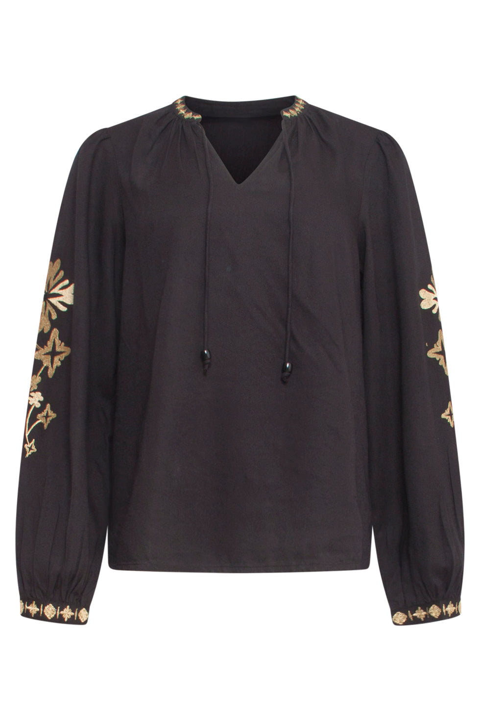 24803 E Geborduurde Top Met Borduur | Black-Gold
