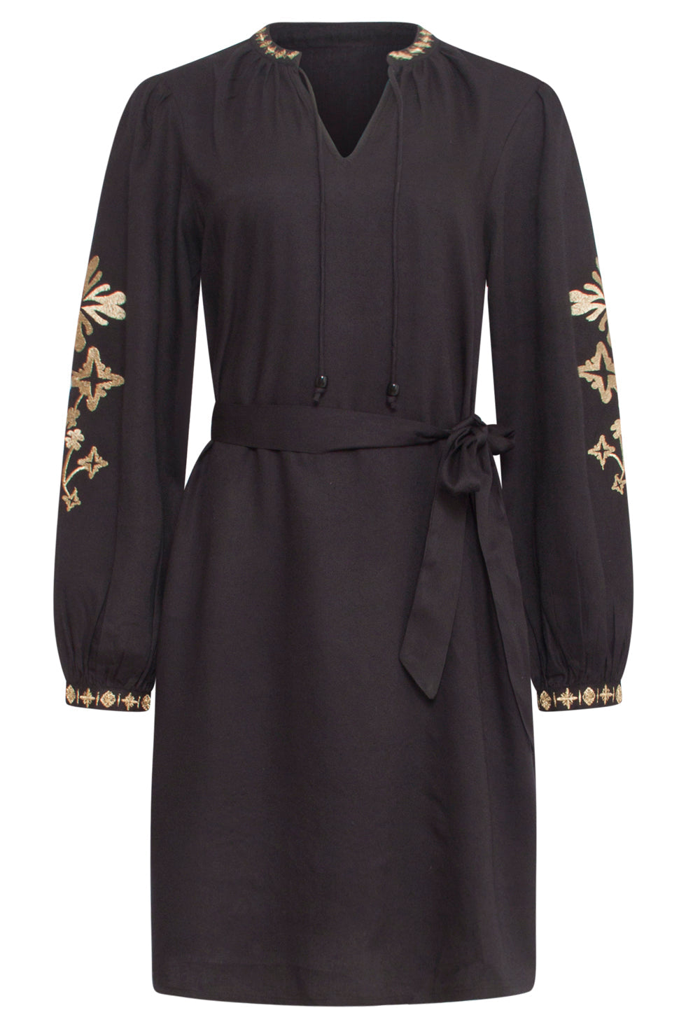 24804 E Geborduurde Jurk Met Borduur | Black-Gold