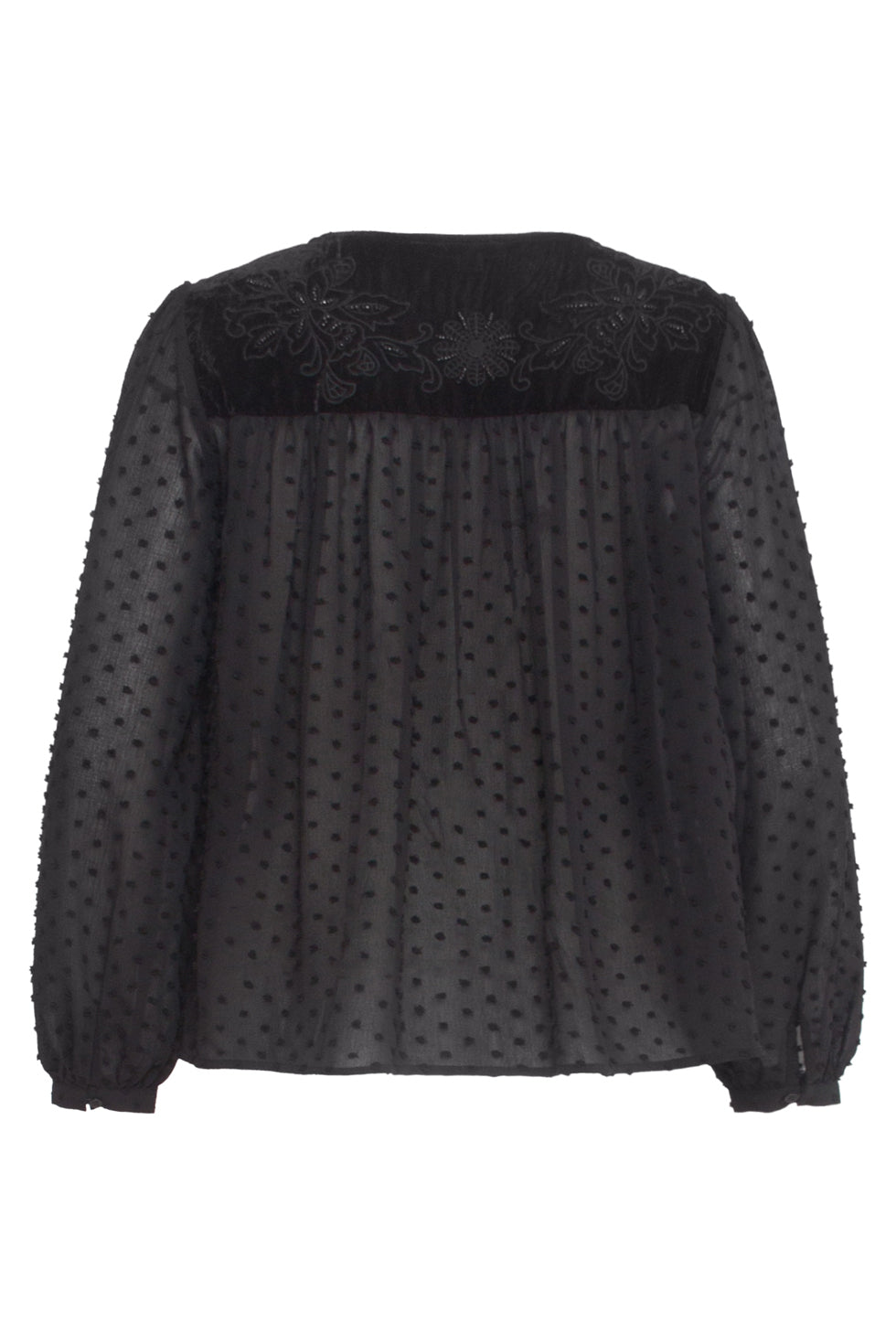 24806 E Elegante Gestippeld Chiffon Top | Black