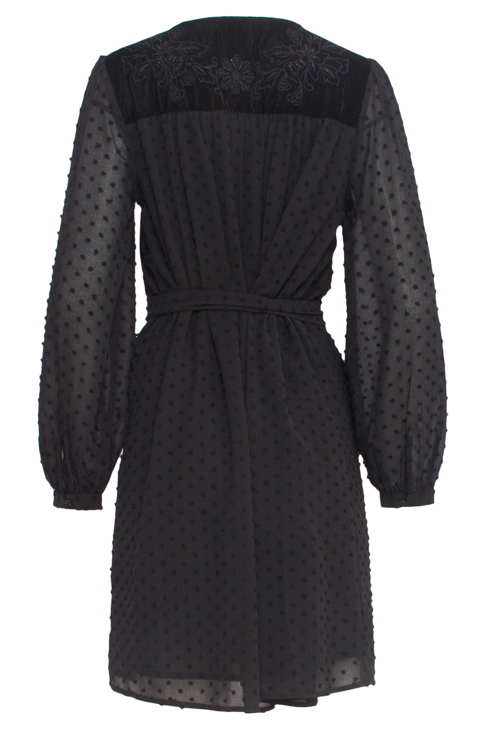 24807 E Elegante Gestippeld Chiffon Jurk | Black