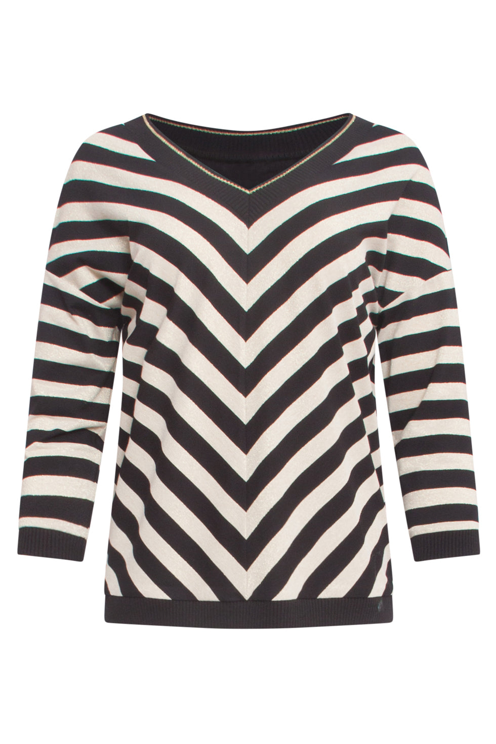 24808 E Gestreepte Top | Offwhite-Black