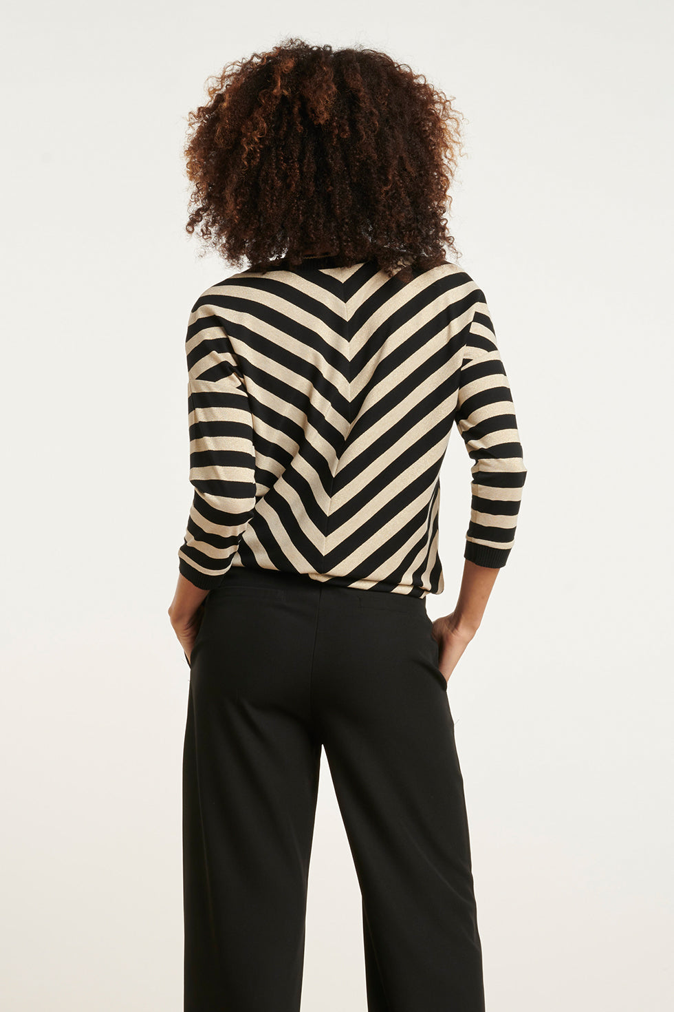 24808 E Gestreepte Top | Offwhite-Black
