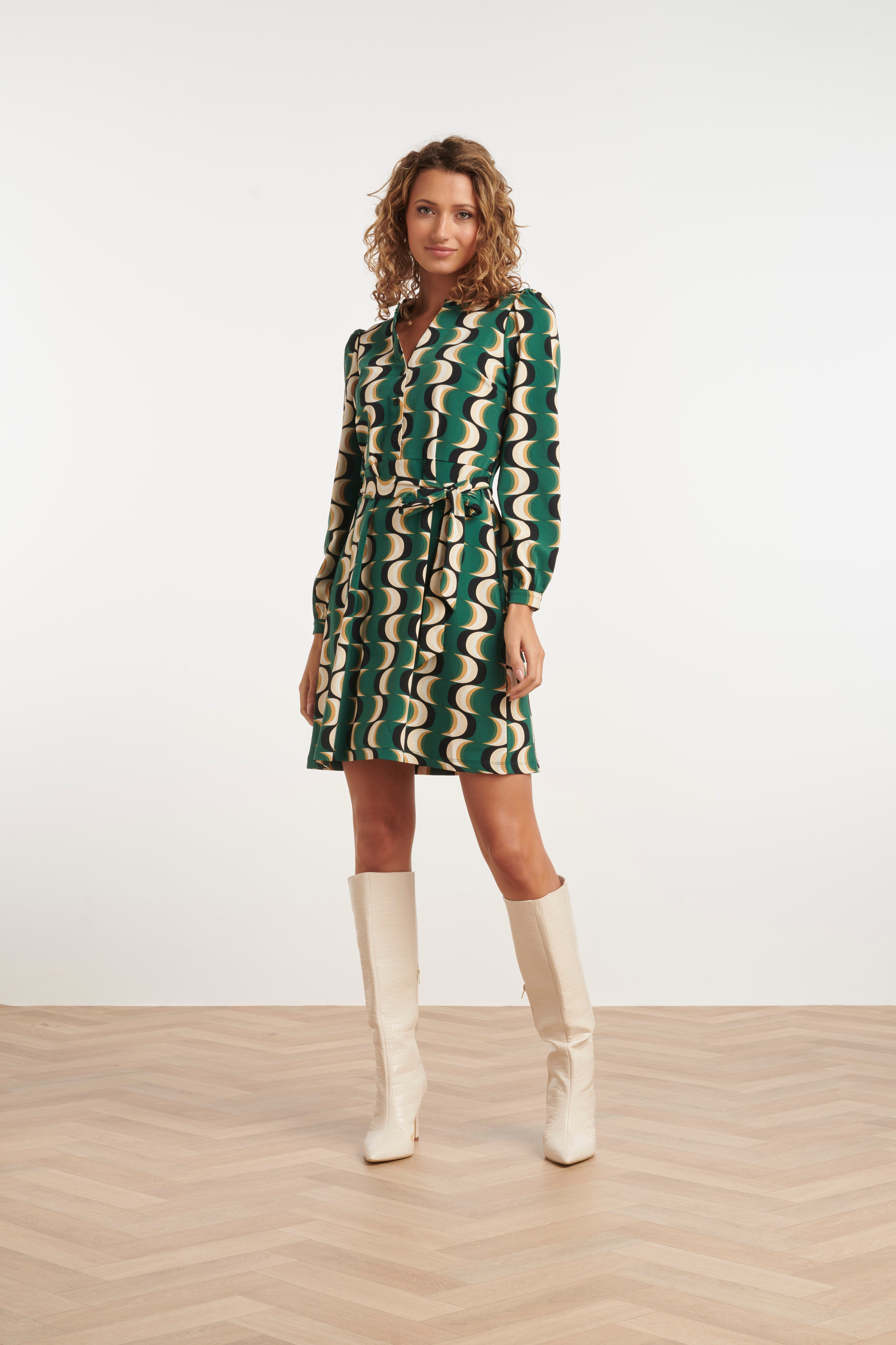 24817 Retro Geprinte Travel Kwaliteit Jurk | Muticolour