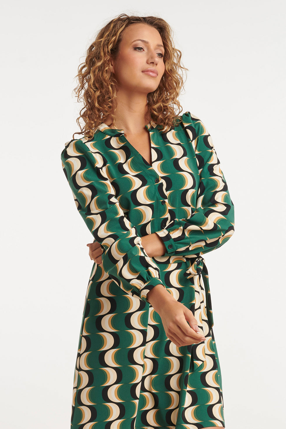 24817 Retro Geprinte Travel Kwaliteit Jurk | Muticolour