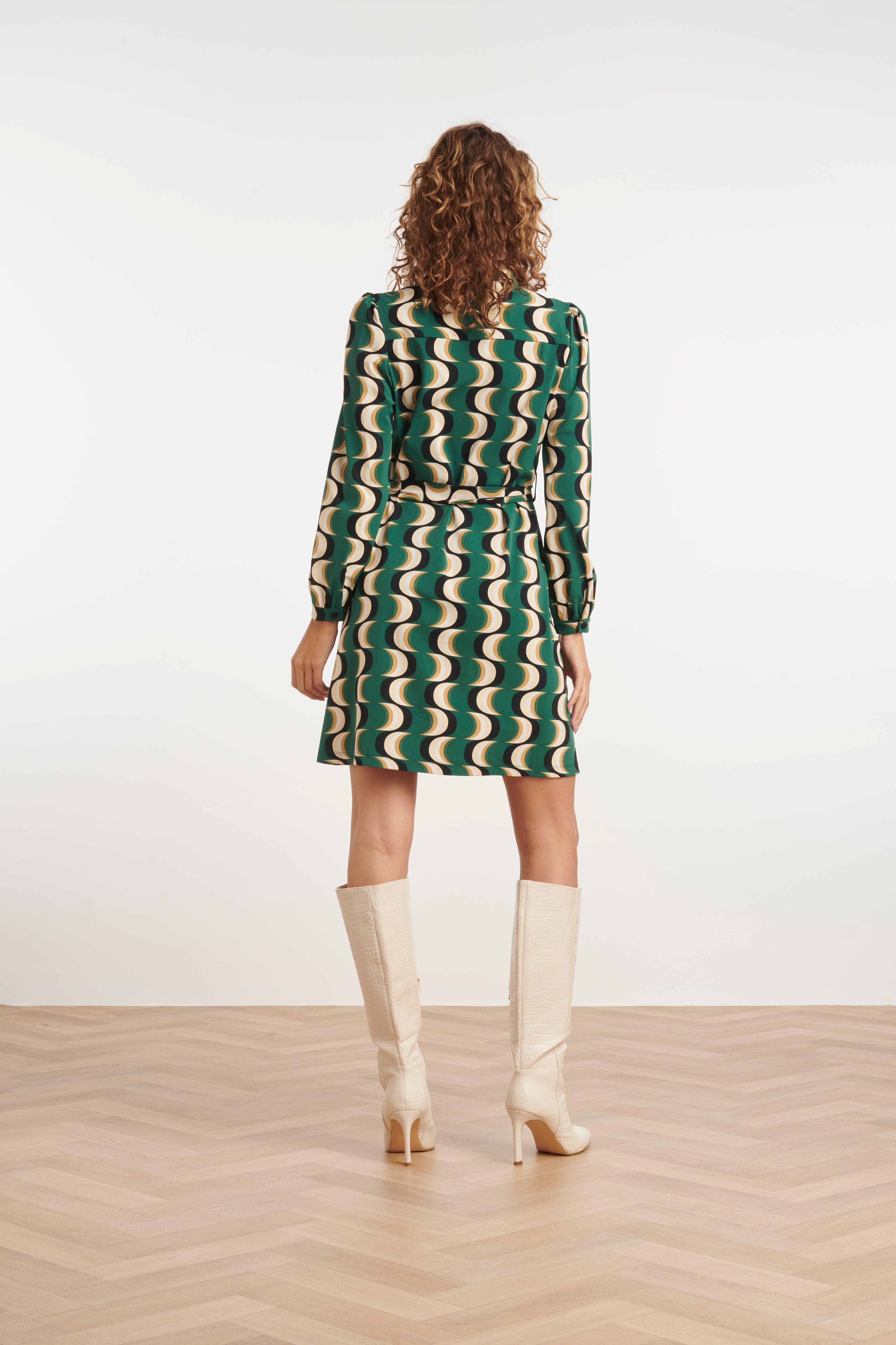 24817 Retro Geprinte Travel Kwaliteit Jurk | Muticolour