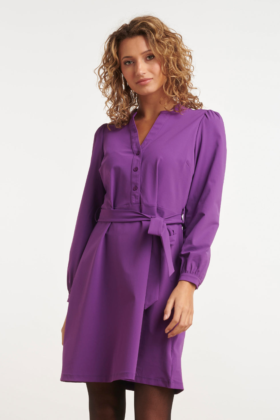 24819 Midi Lange Paarse Travel Kwaliteit Jurk | Purple