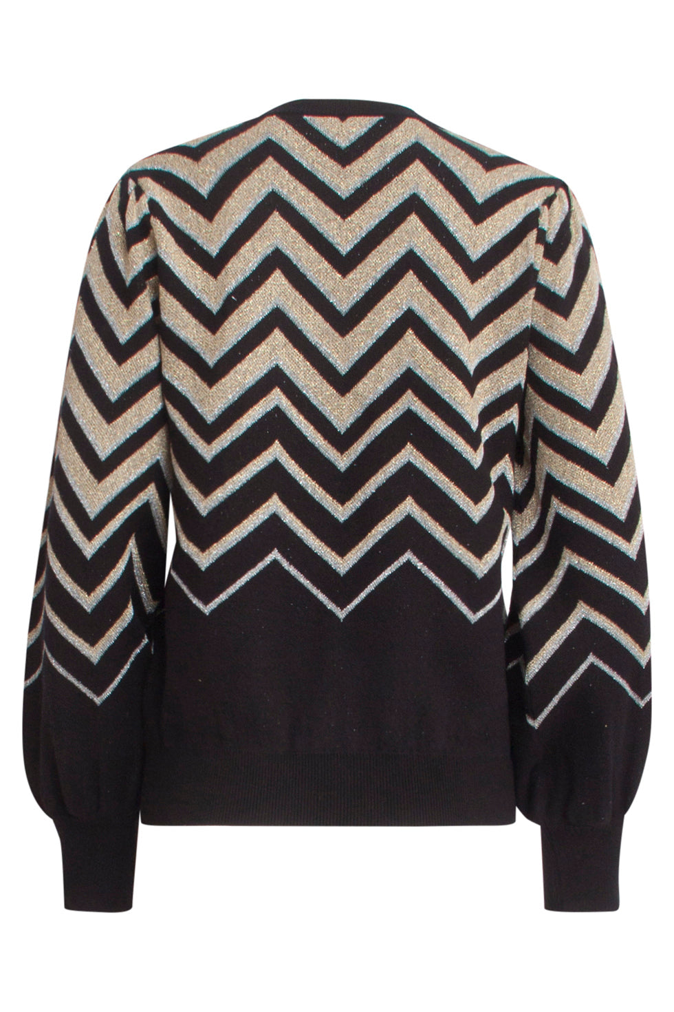 24903 -Te Gebreide Zigzagprint Top | Black White