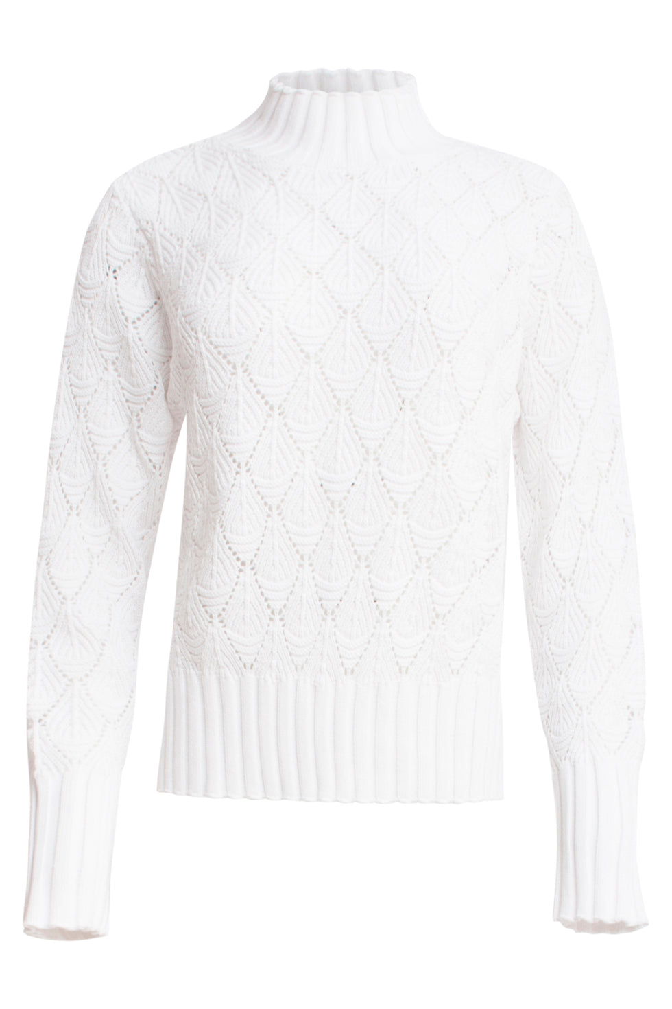 24909 Gebreide Te Top Met Bladstructuur | White