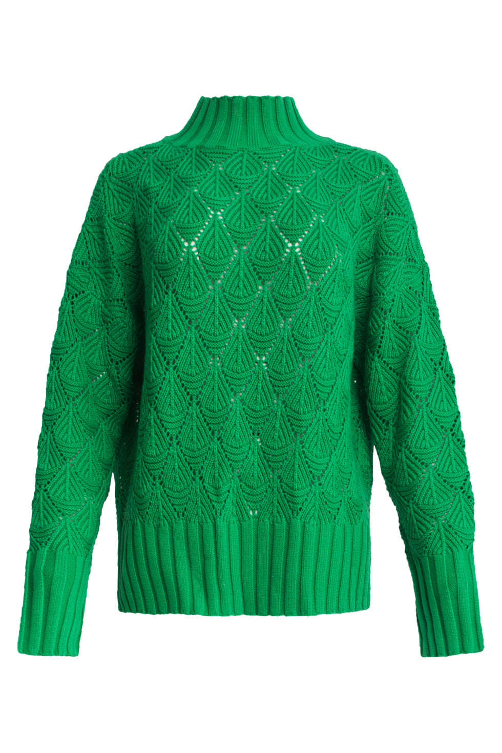 24910 Gebreide Top Met Bladstructuur | Green