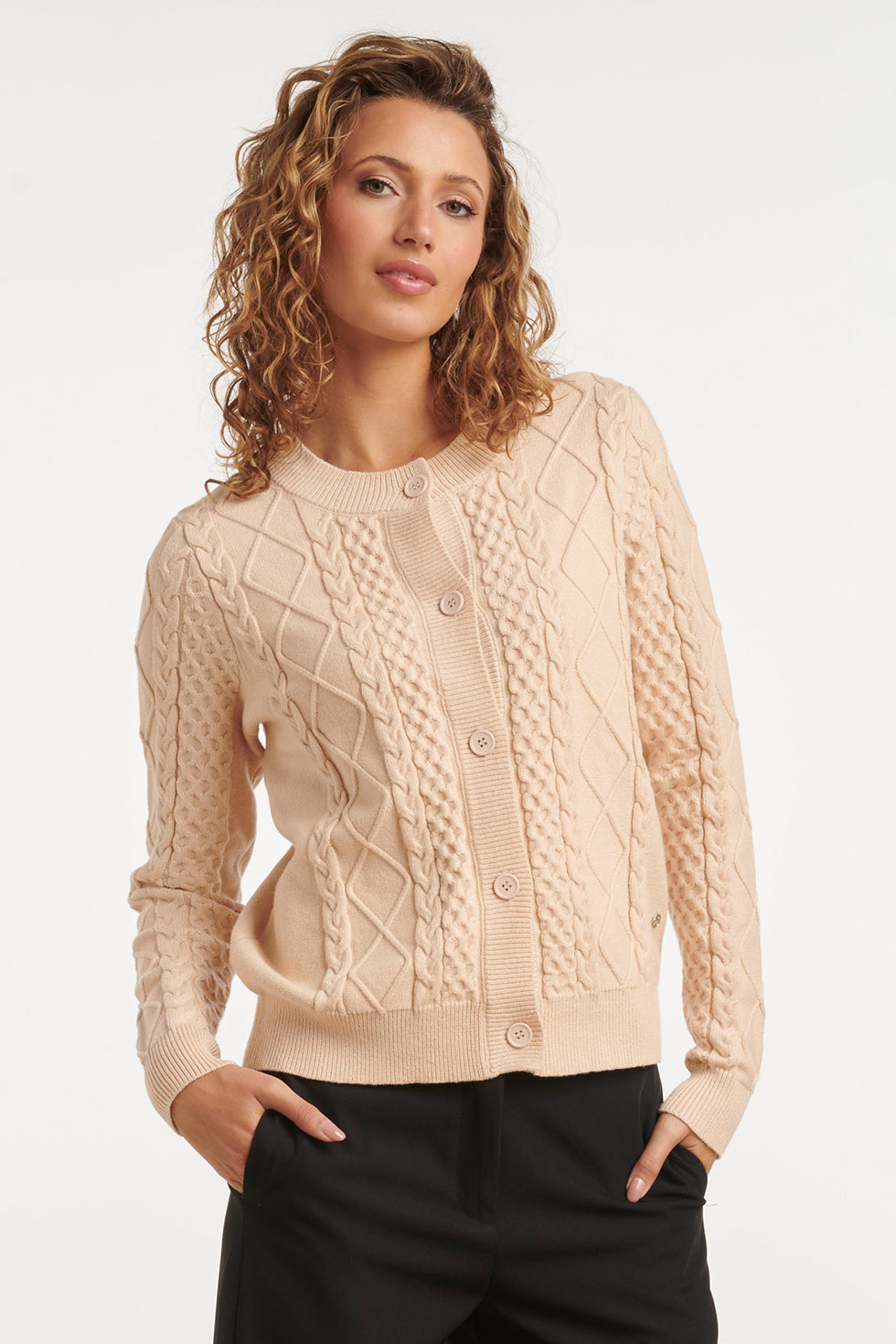 24916 E Gebreide Cardigan | Sand