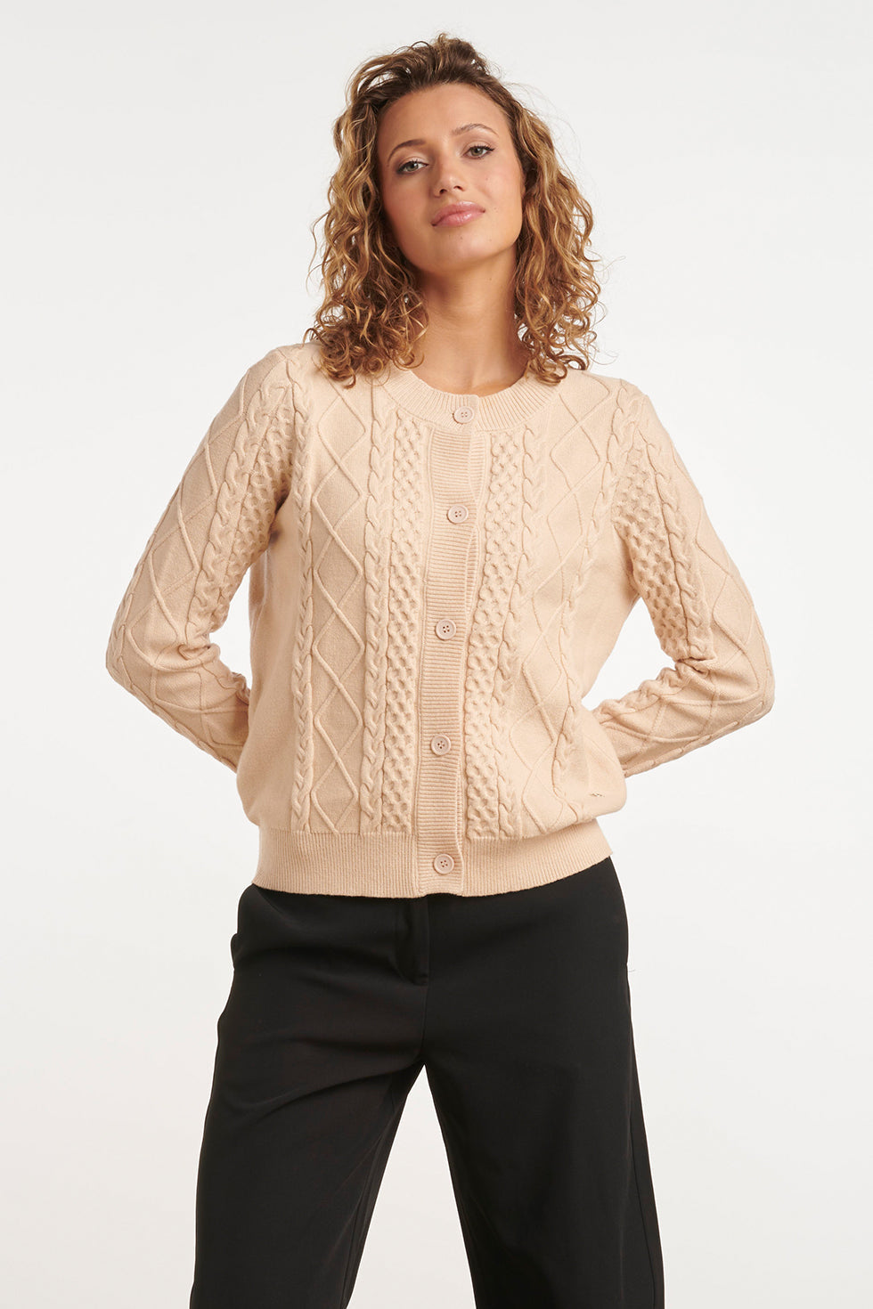 24916 E Gebreide Cardigan | Sand