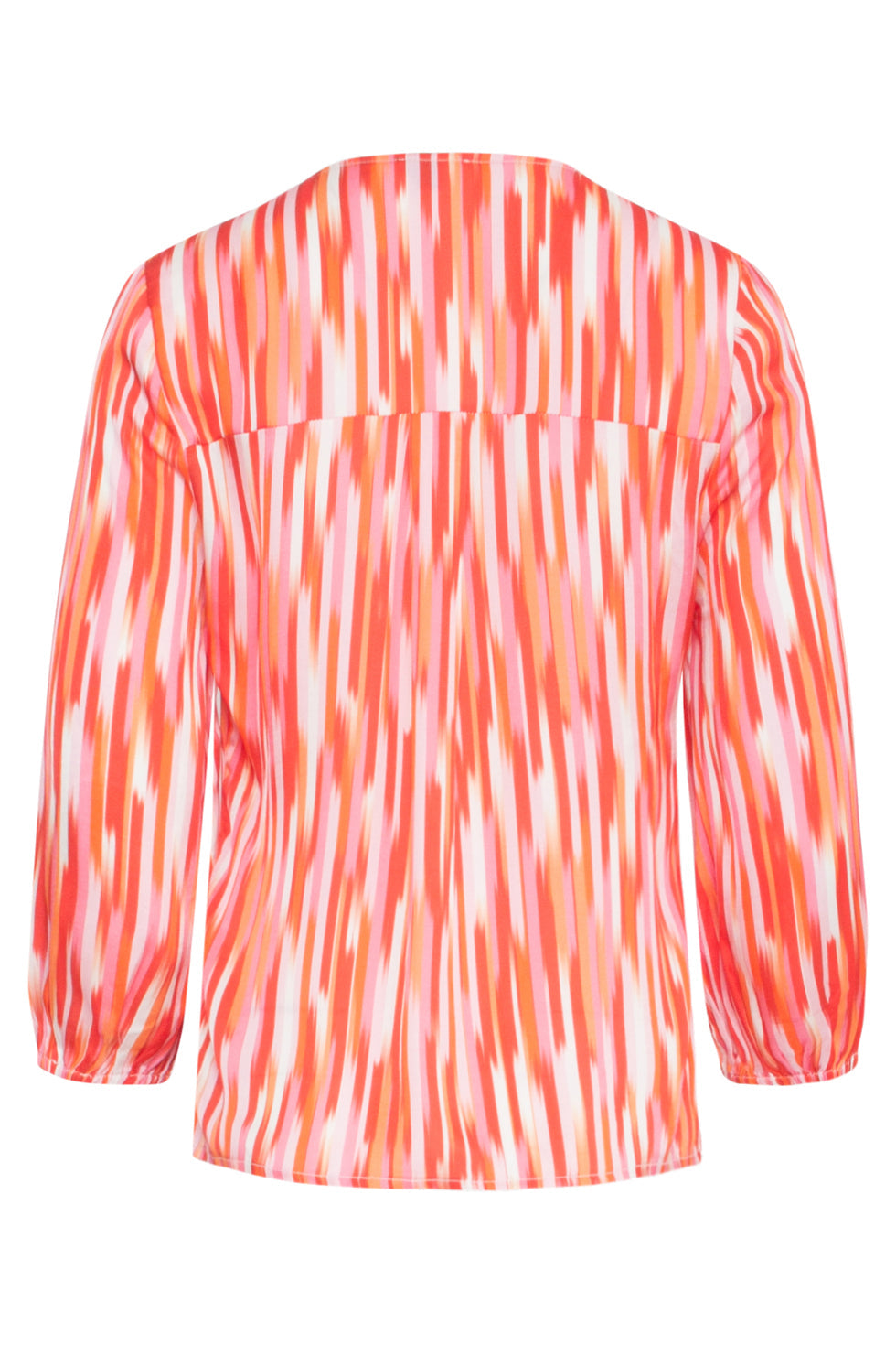 25008 Gestreepte V-Hals Satijn Top | Red - Muticolour
