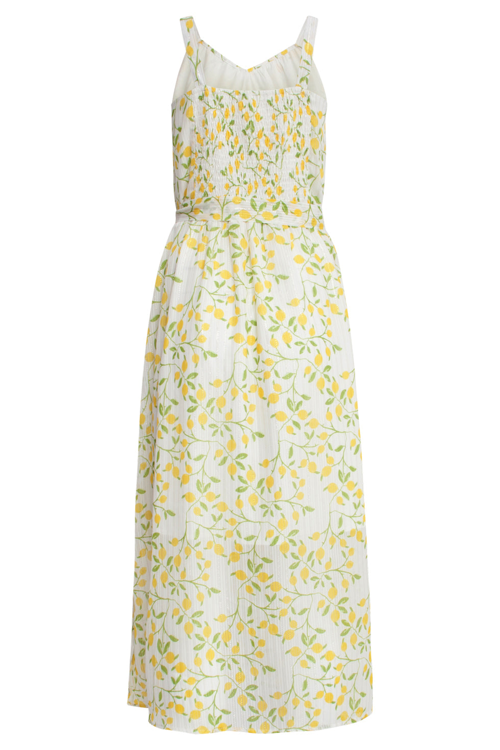 25011 Midi Strappy Jurk Met Citroenprint | White-Multicolour