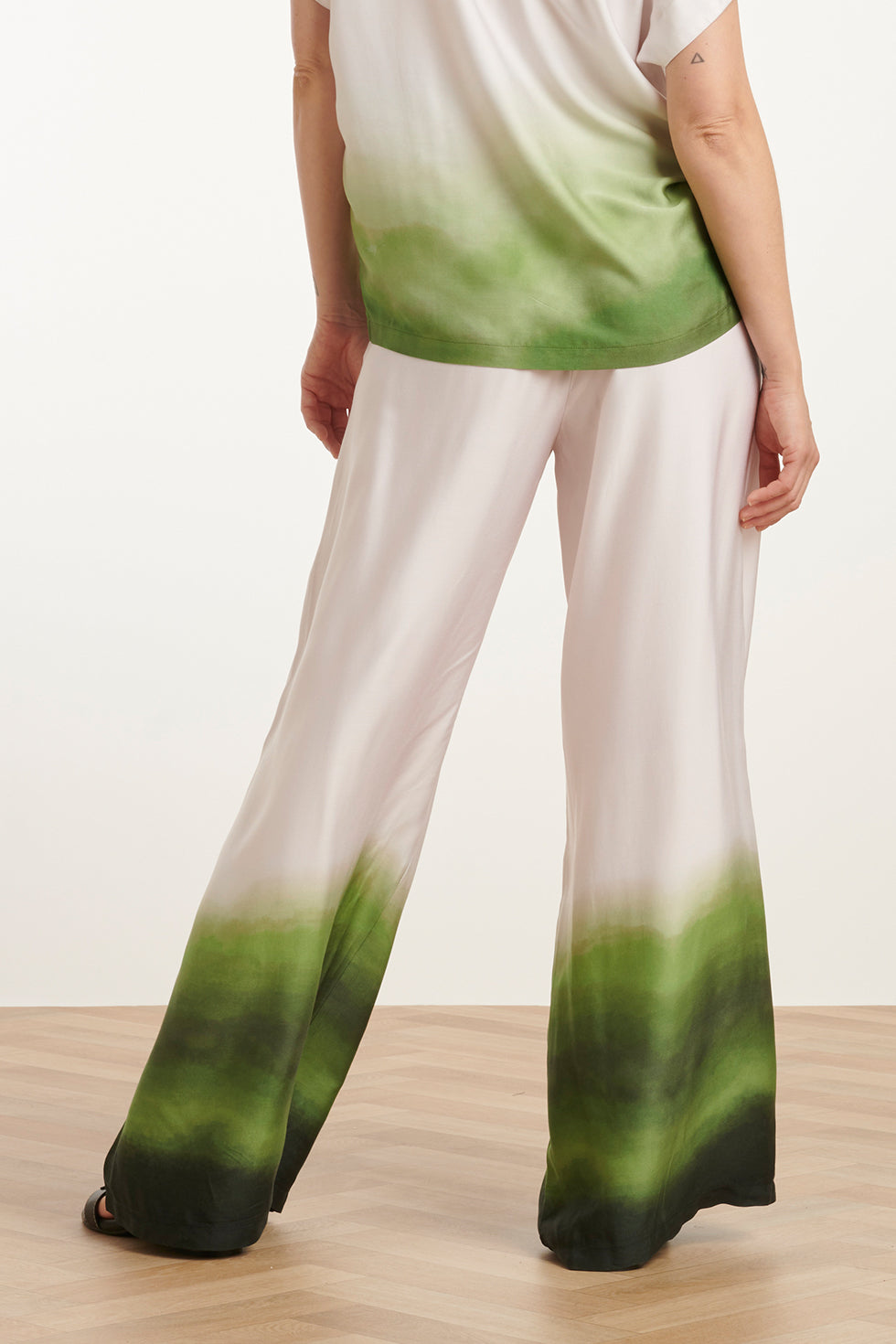 25019 Wide Leg Broekhelder Mauve Donker | Off White-Light Green