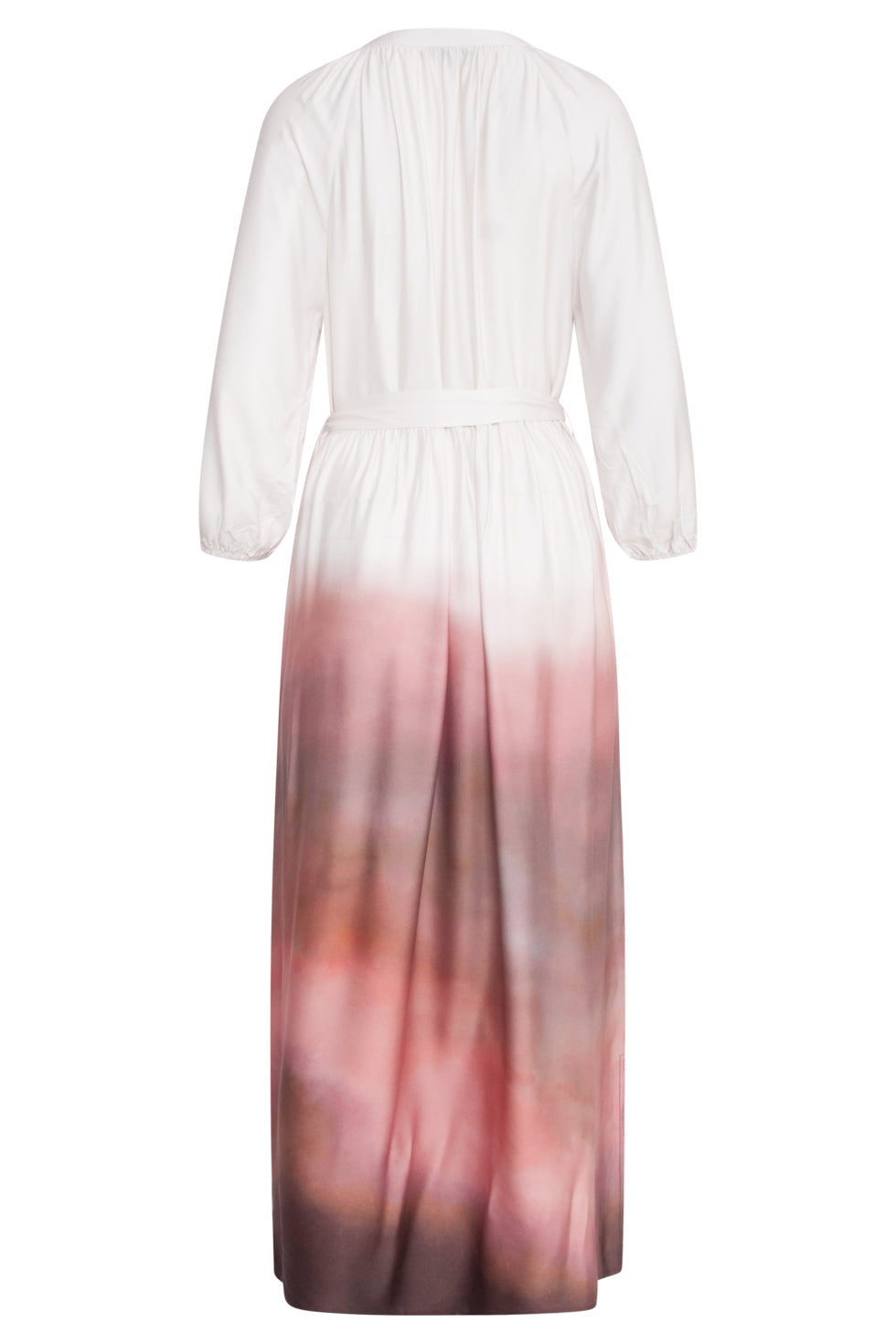 25021 Maxi Jurk Met Vintage Mauve Ombre Print | Off White-Old Pink